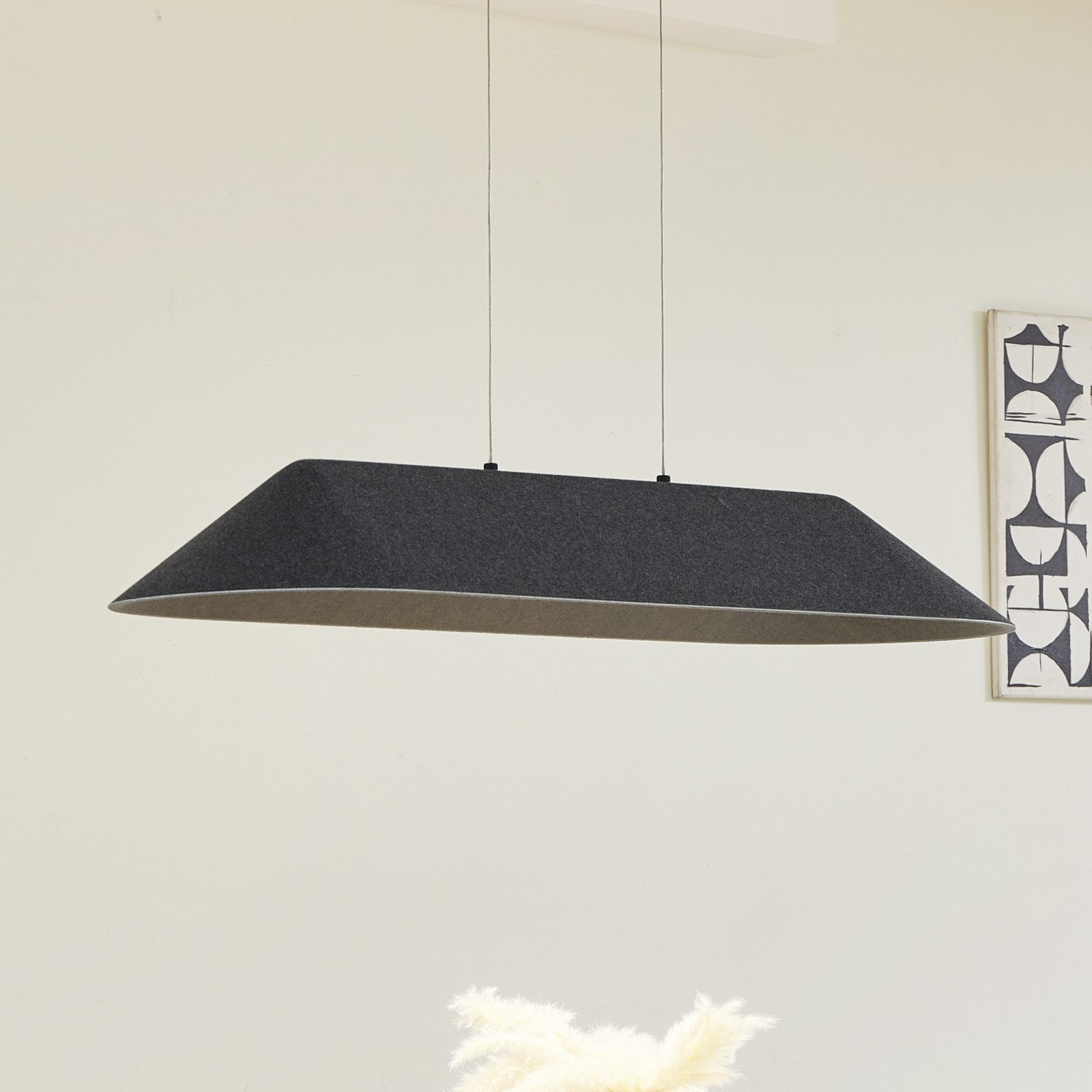 Lucande lampă suspendată LED Naelle negru/gri pâslă - Camera de zi / sufragerie - modern - negru gri - Țesătură / Textil