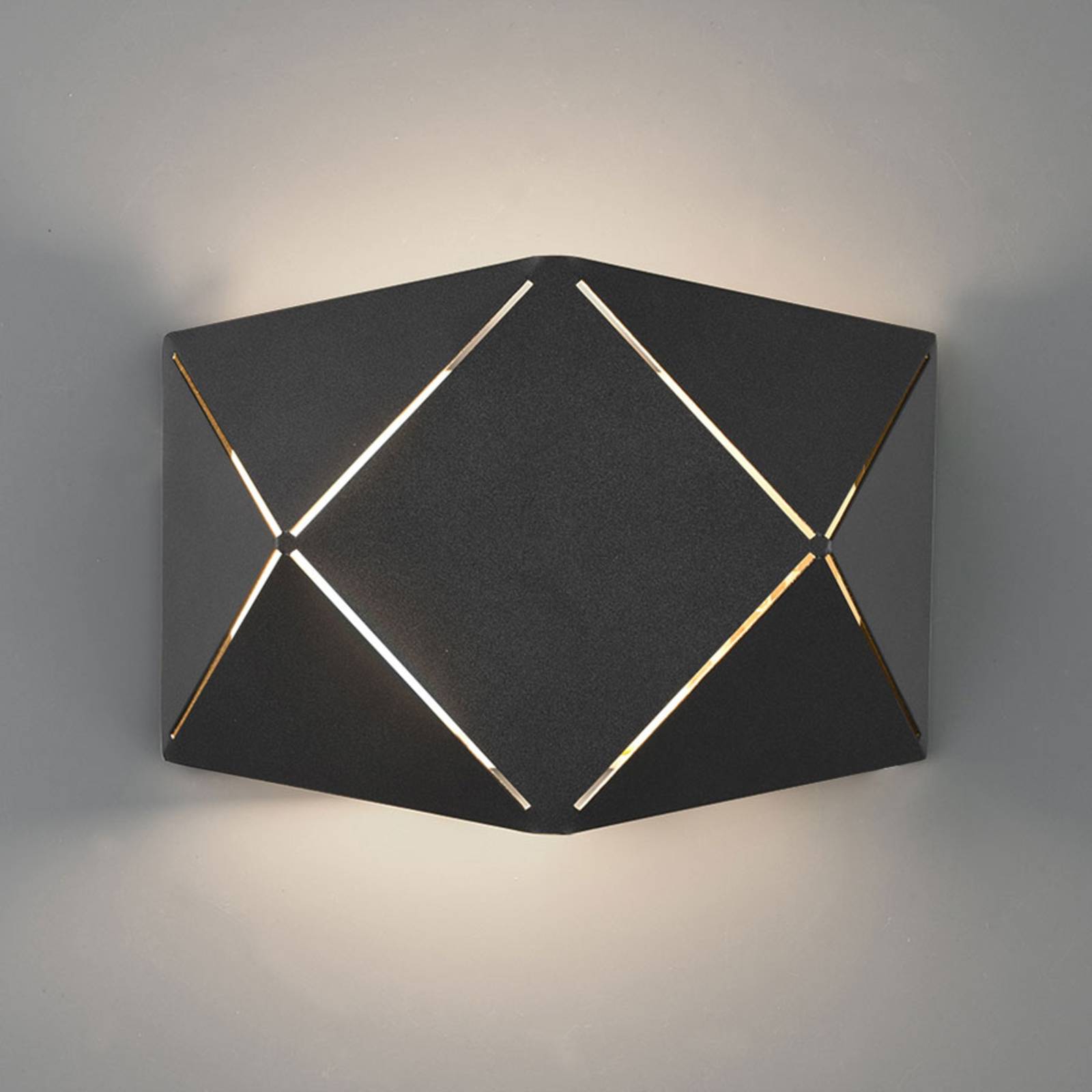 Zandor LED wall lamp in black, width 18 cm