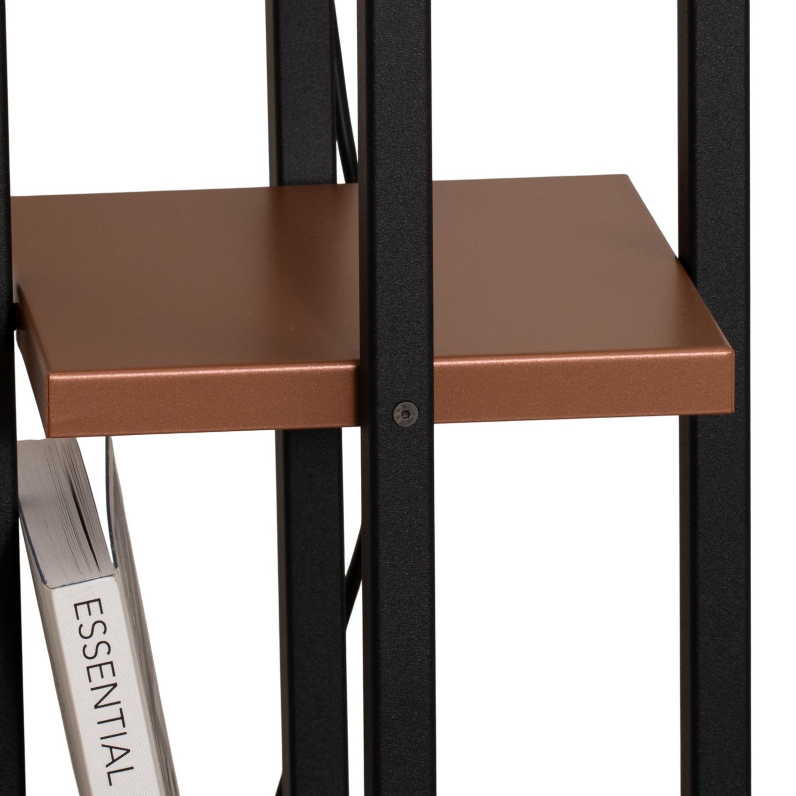 Vloerlamp Shelf, zwart/koper, stof, hoogte 130 cm, E27