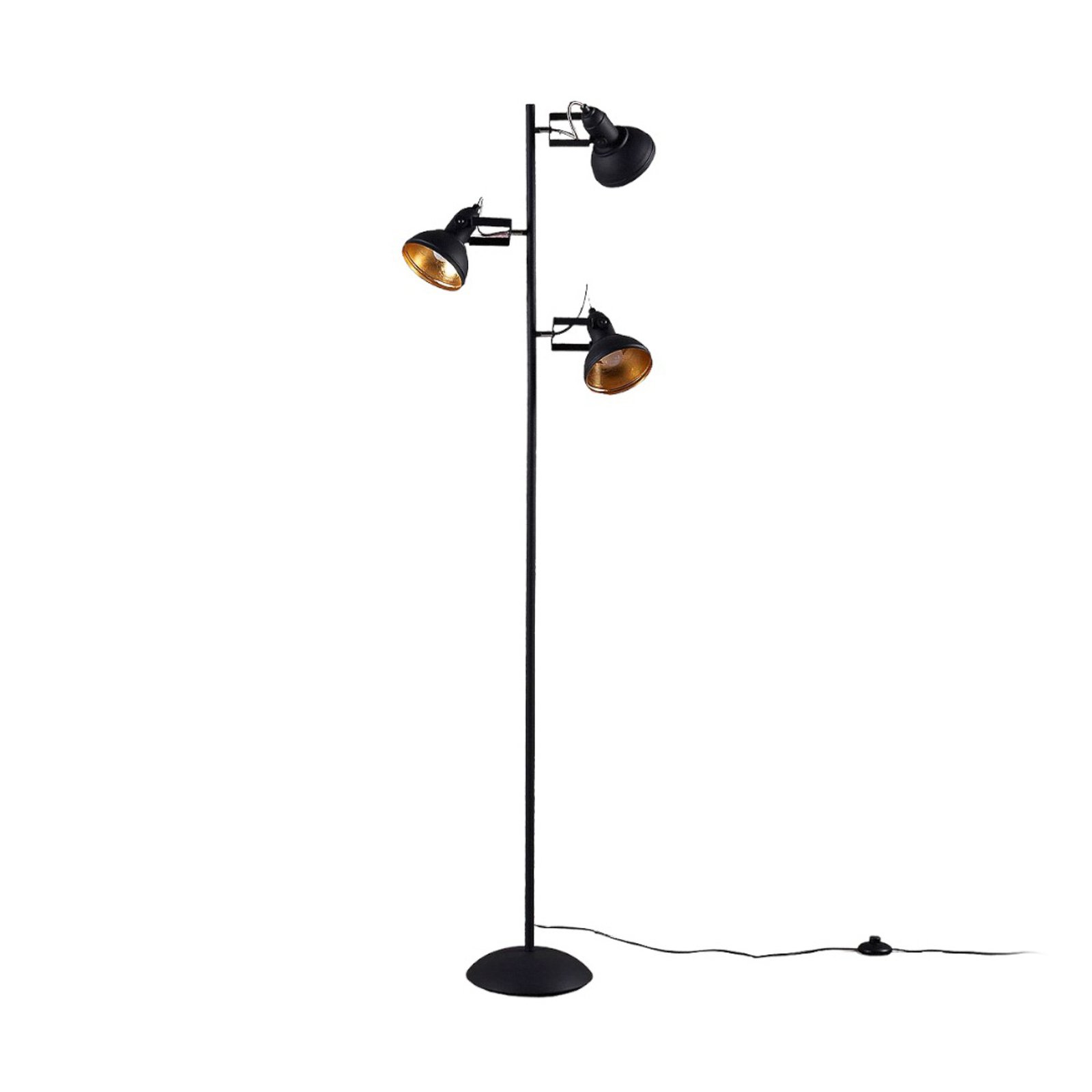 Black Lilly LED floor lamp with three spotlights