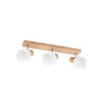 Darla ceiling spotlight, 3-bulb, white/wood-effect – Lindby
