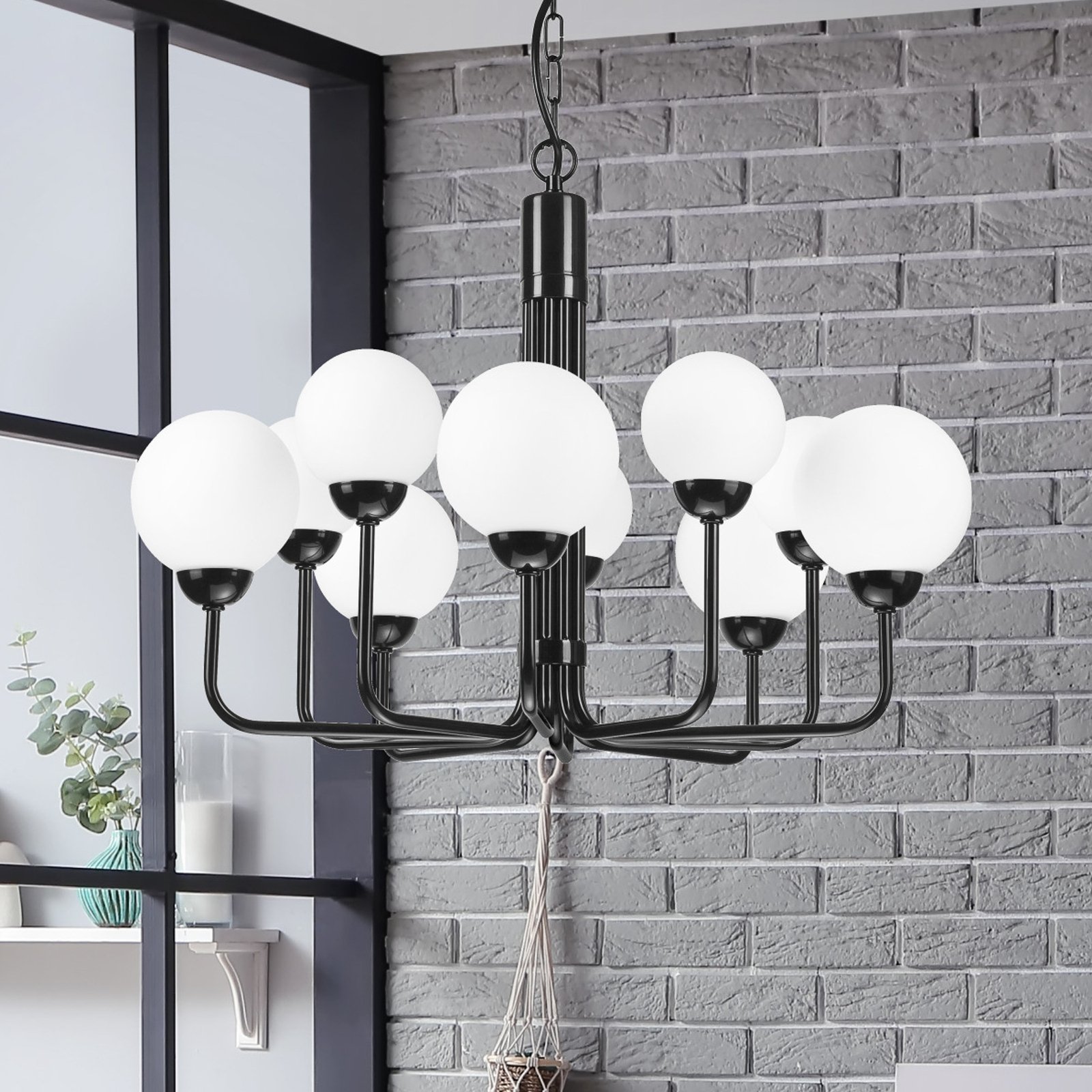 Chandelier Malou with glass shades, 10-bulb