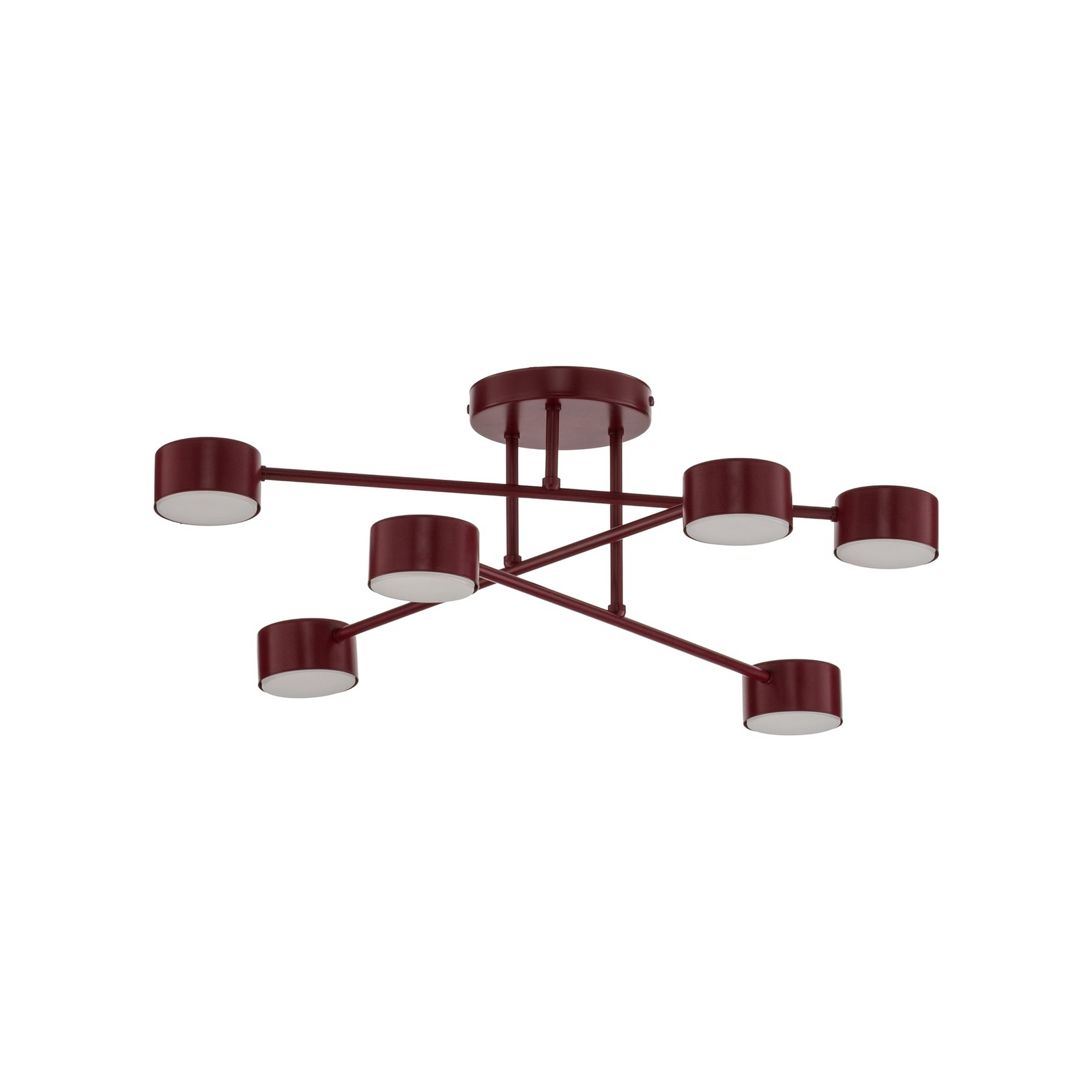 Lampa sufitowa HALO, ciemnoczerwona, Ø 60 cm, 6-punktowa, metalowa, GX53