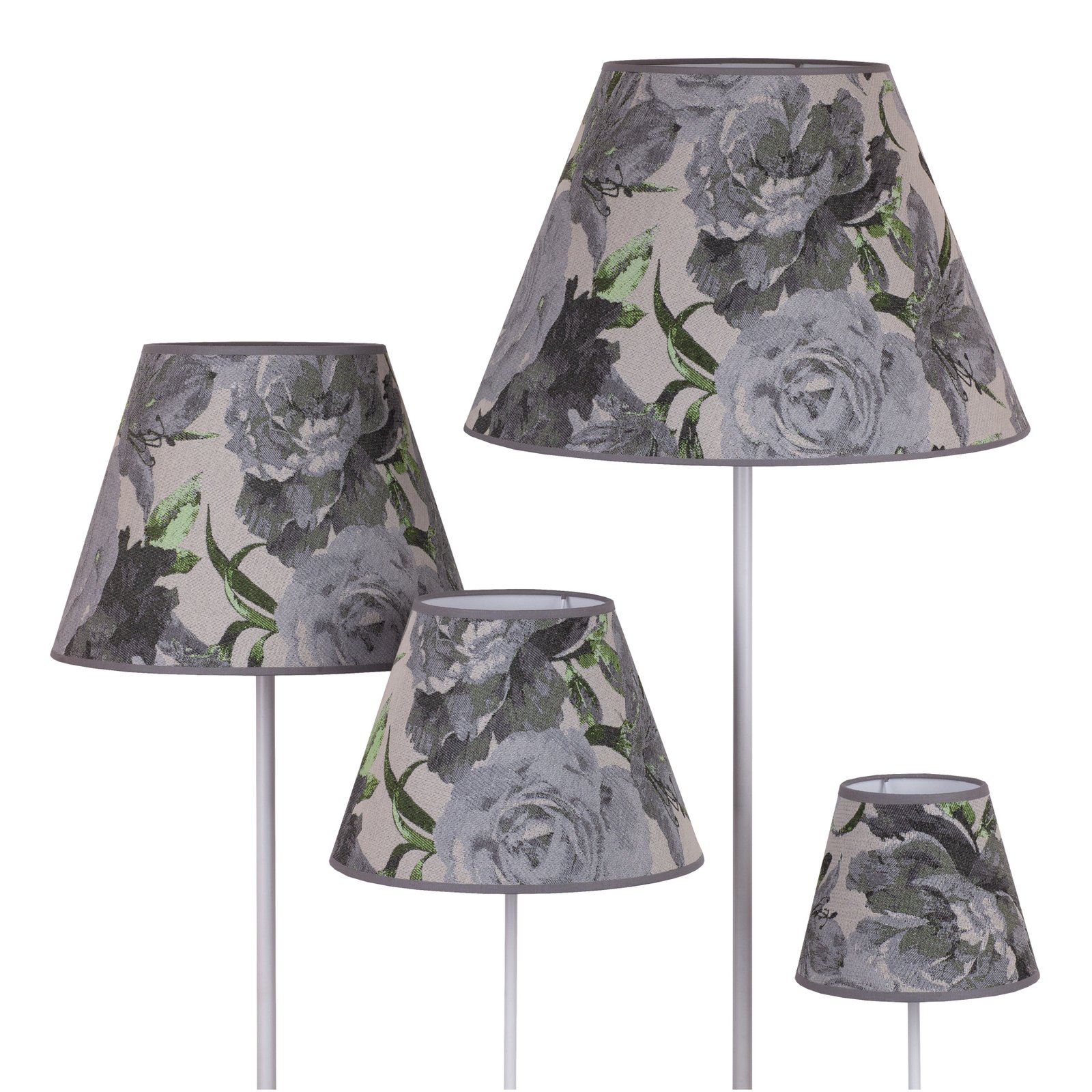 Tienidlo na lampu Sofia 21 cm kvetinový vzor sivá