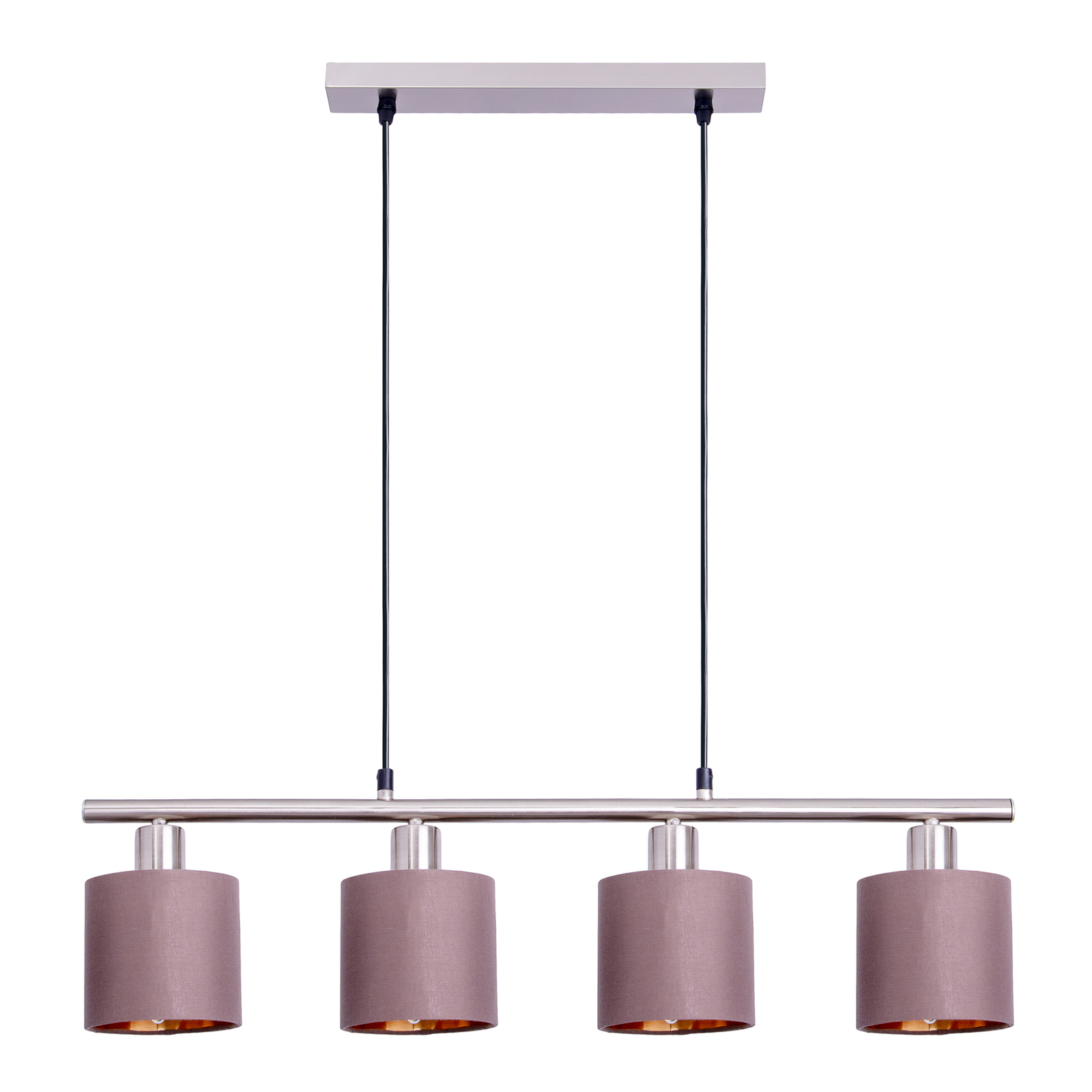 Hanglamp Maron, 4-lamps, textiel, bruin/goud
