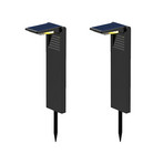 Ostry LED solar pillar light, black, with ground spike, set of 2, IP65