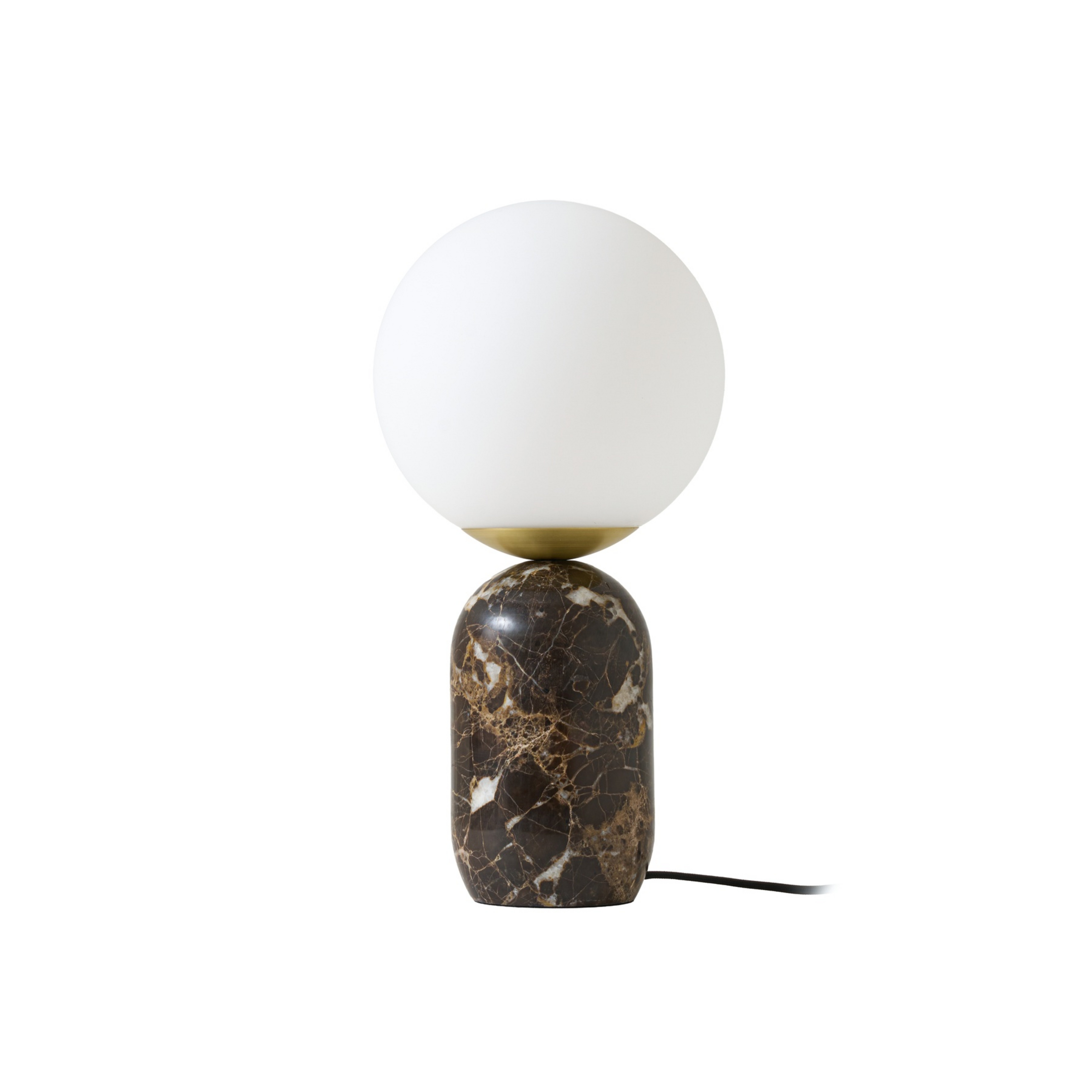 Lenne table lamp, Ø 20 cm, glass, brown, marble - Lindby