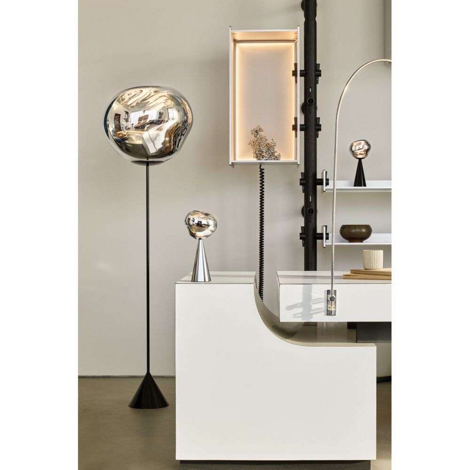 Melt Cone Slim Lampadar Silver - Tom Dixon