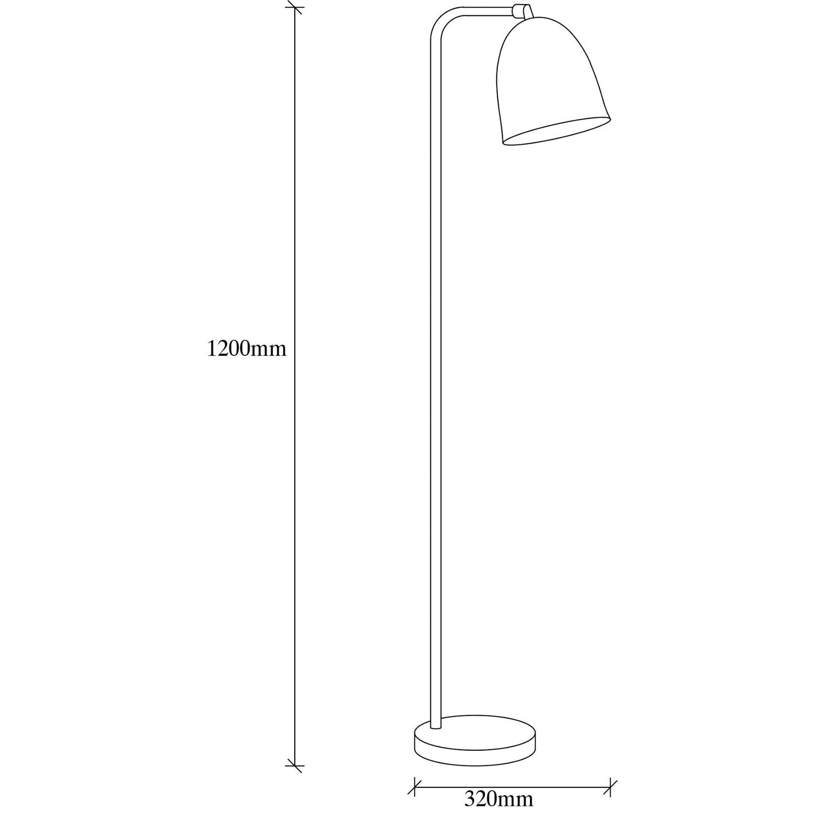 Tattoo 4090 floor lamp, black, metal, height 120 cm