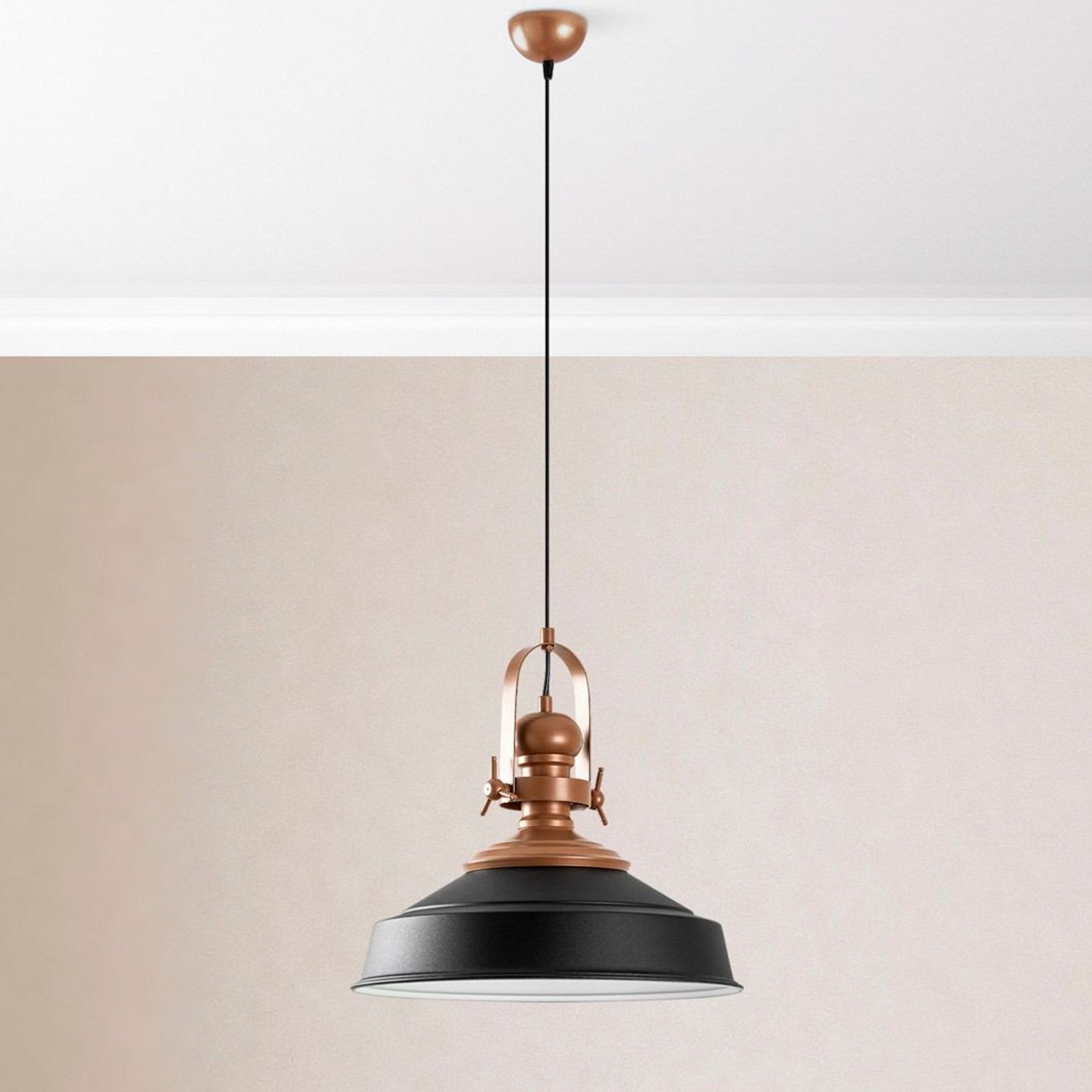 Craft pendant light, black, metal, Ø 41 cm, E27