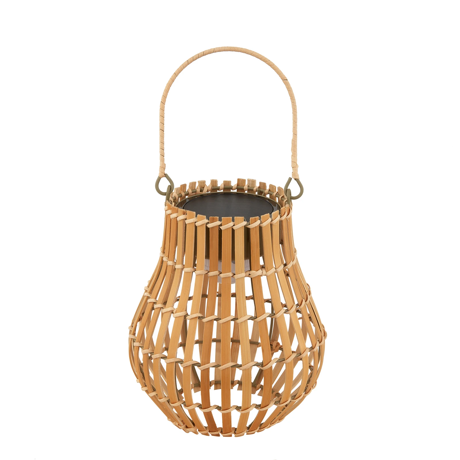 Lindby LED-Solar-Terrassenleuchte Amaria, Bambus, Ø 18 cm