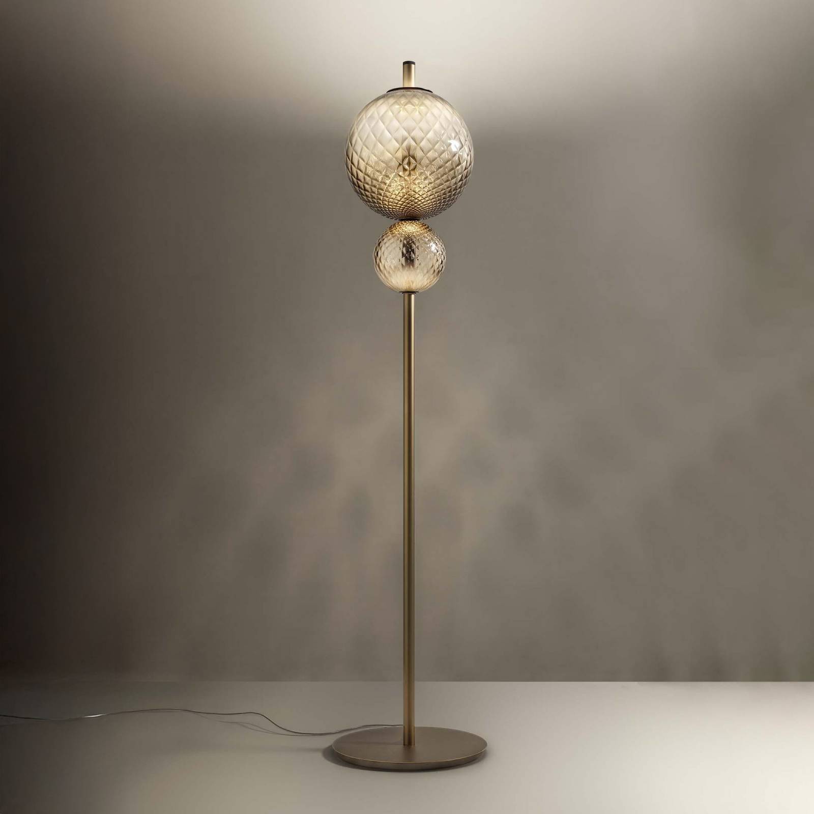 OLEV Lampa stojąca LED TERRA&LUNA, brązowa, metal/szkło 184 cm 927