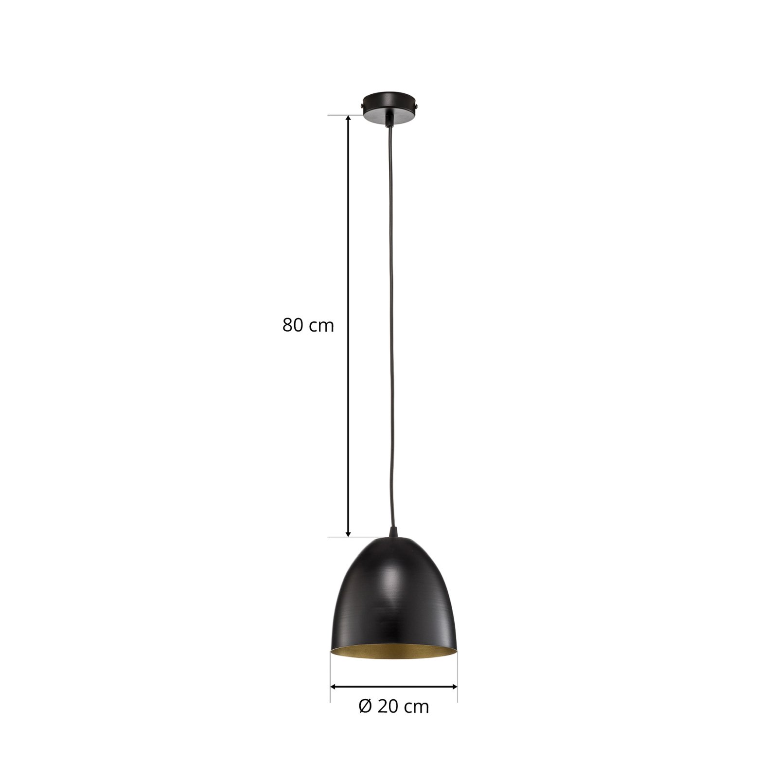 Lampă suspendată Lenox, 1 bec, negru/auriu