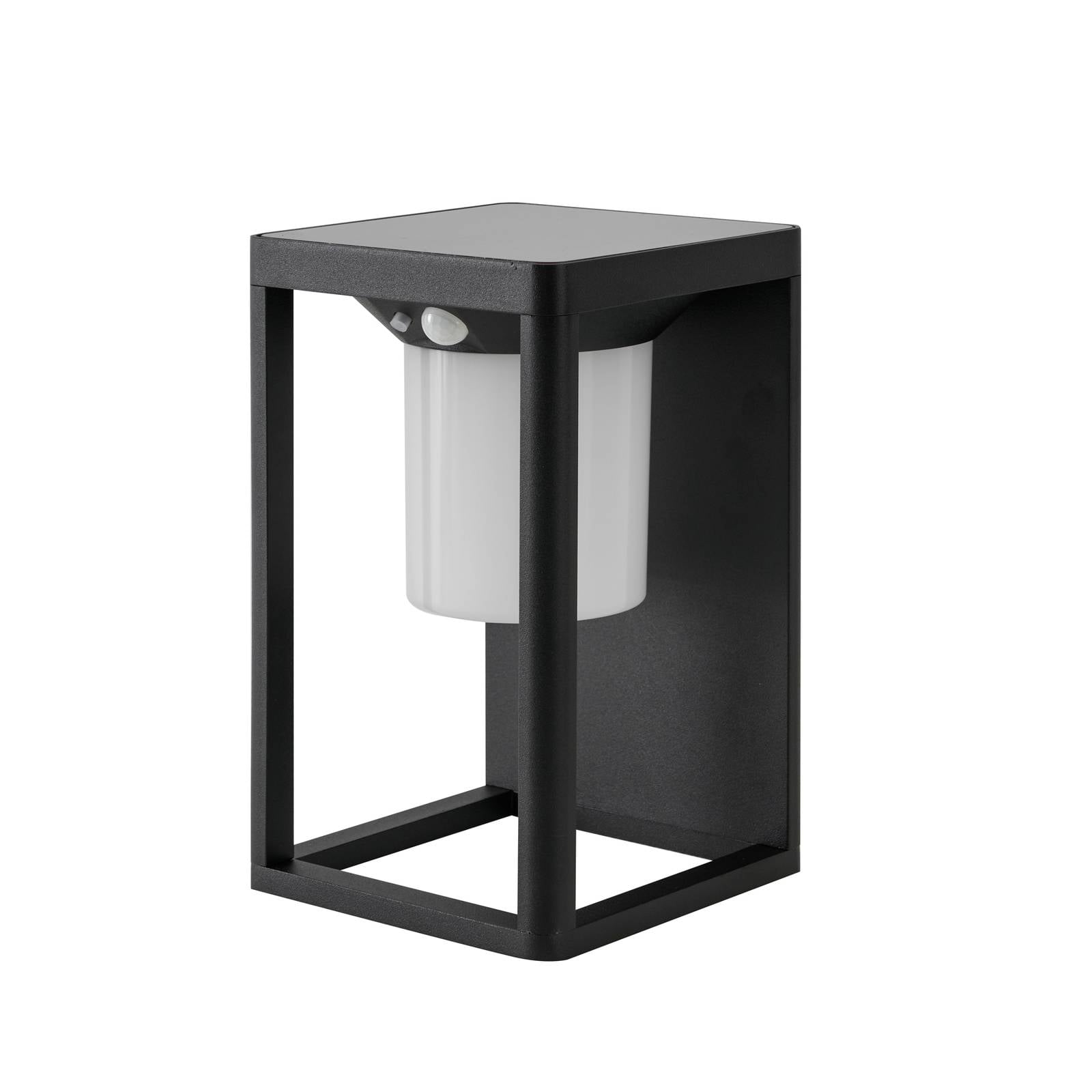 Lucande LED-Solar-Wandleuchte Tilena, schwarz, Alu, Sensor