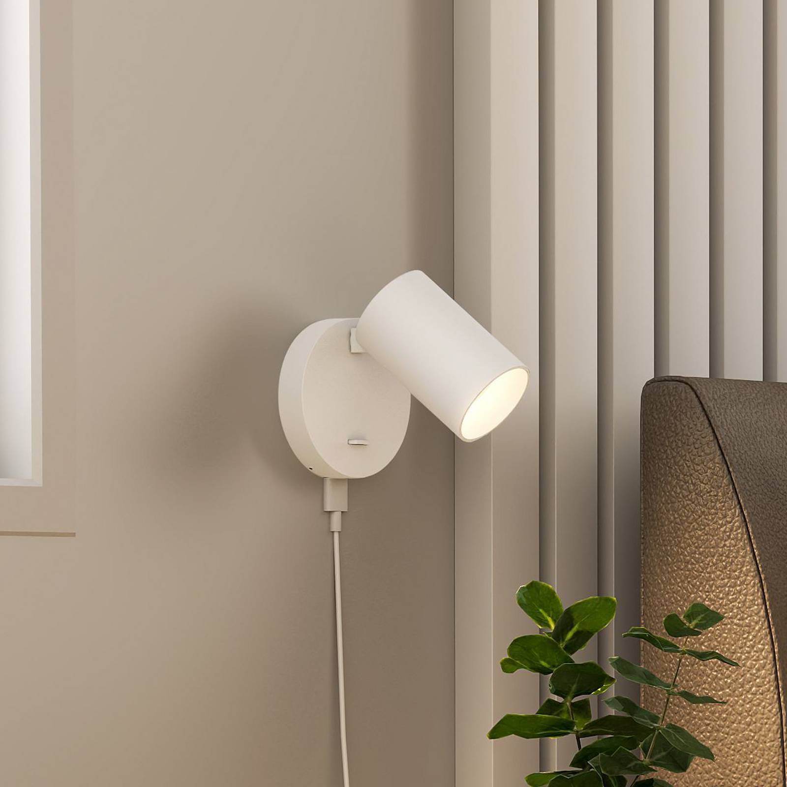 Wandstrahler CAN TILT, weiß, Ø 10 cm, Metall, Schalter, USB günstig online kaufen