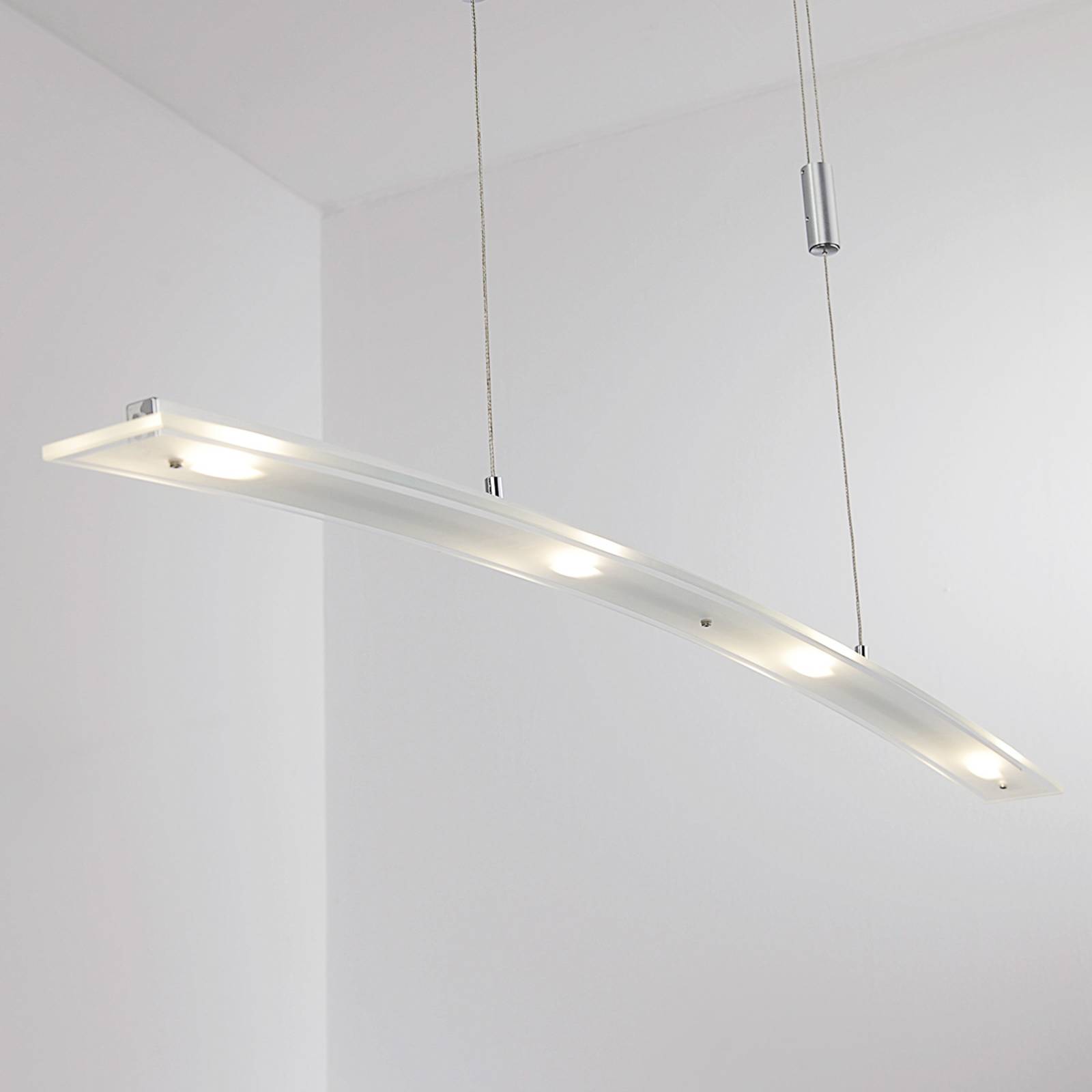 Juna - LED-Hängeleuchte mit Glasschirm, 98 cm lang