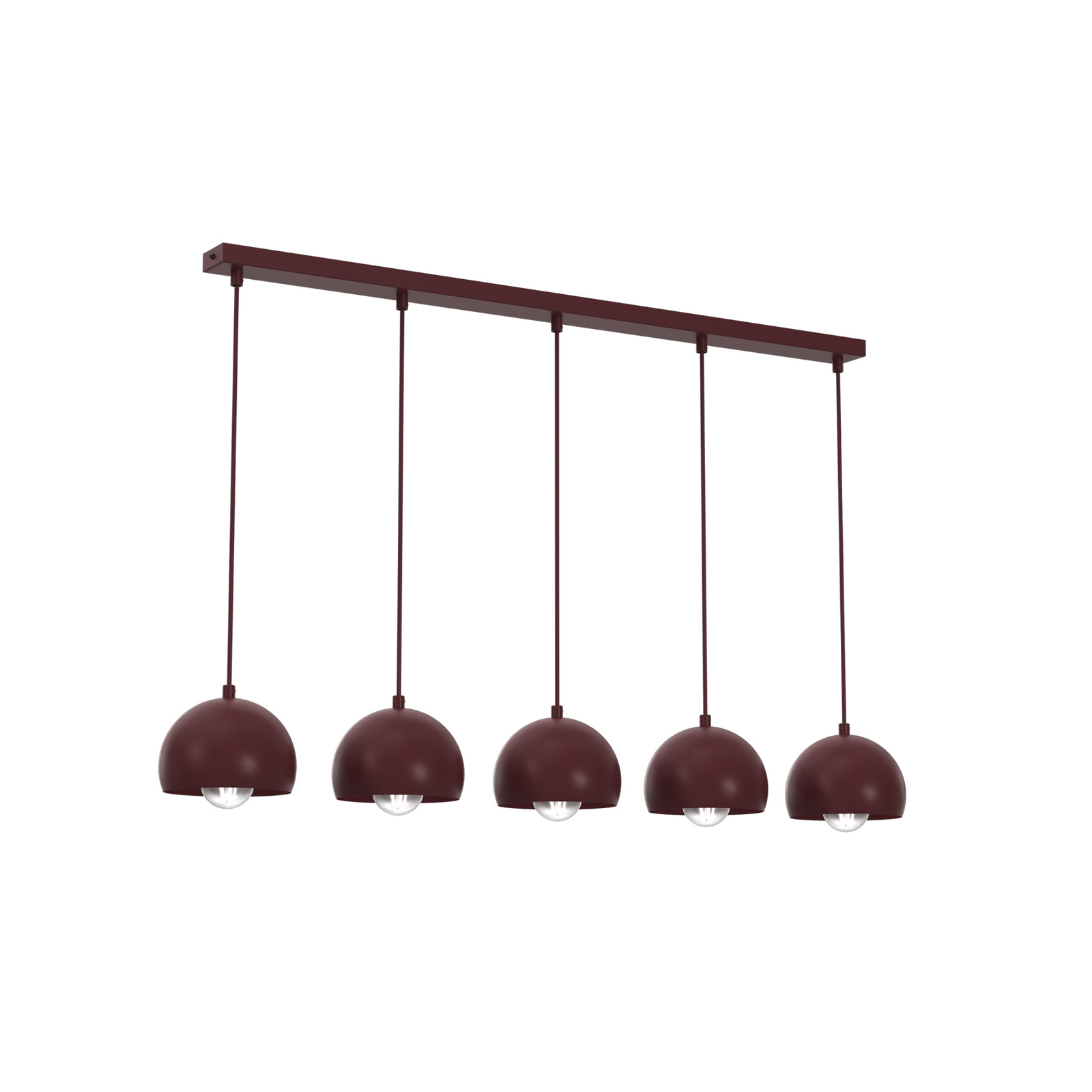 Sool hanging light, dark red, length 95 cm, 5-bulb, metal, E27 Sool hanging light, dark red, length 95 cm, 5-bulb, metal, E27