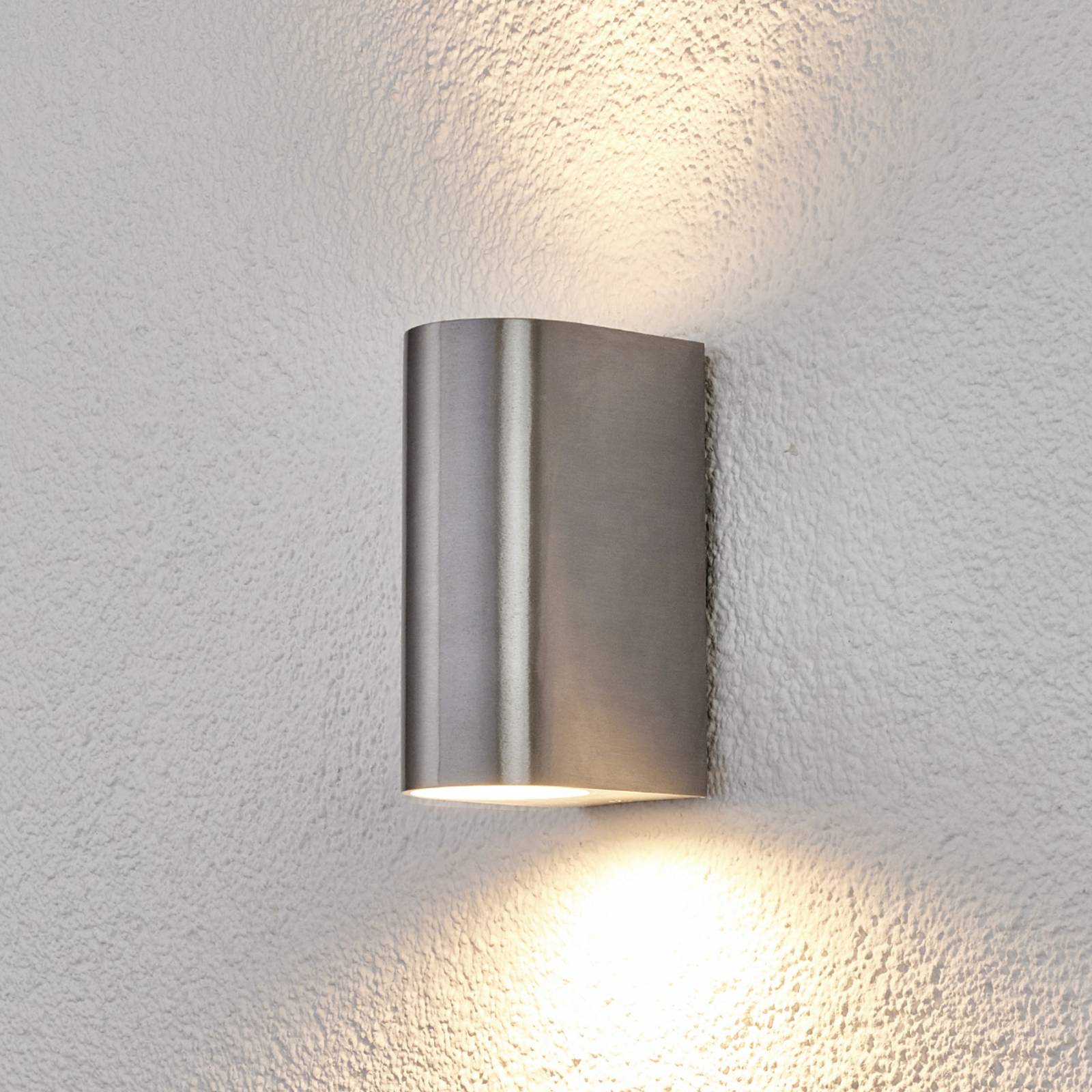 Lindby 2-light aluminium outdoor wall lamp Idris, aluminium, GU10, 20 W, W: 6.7 cm, H: 15 cm