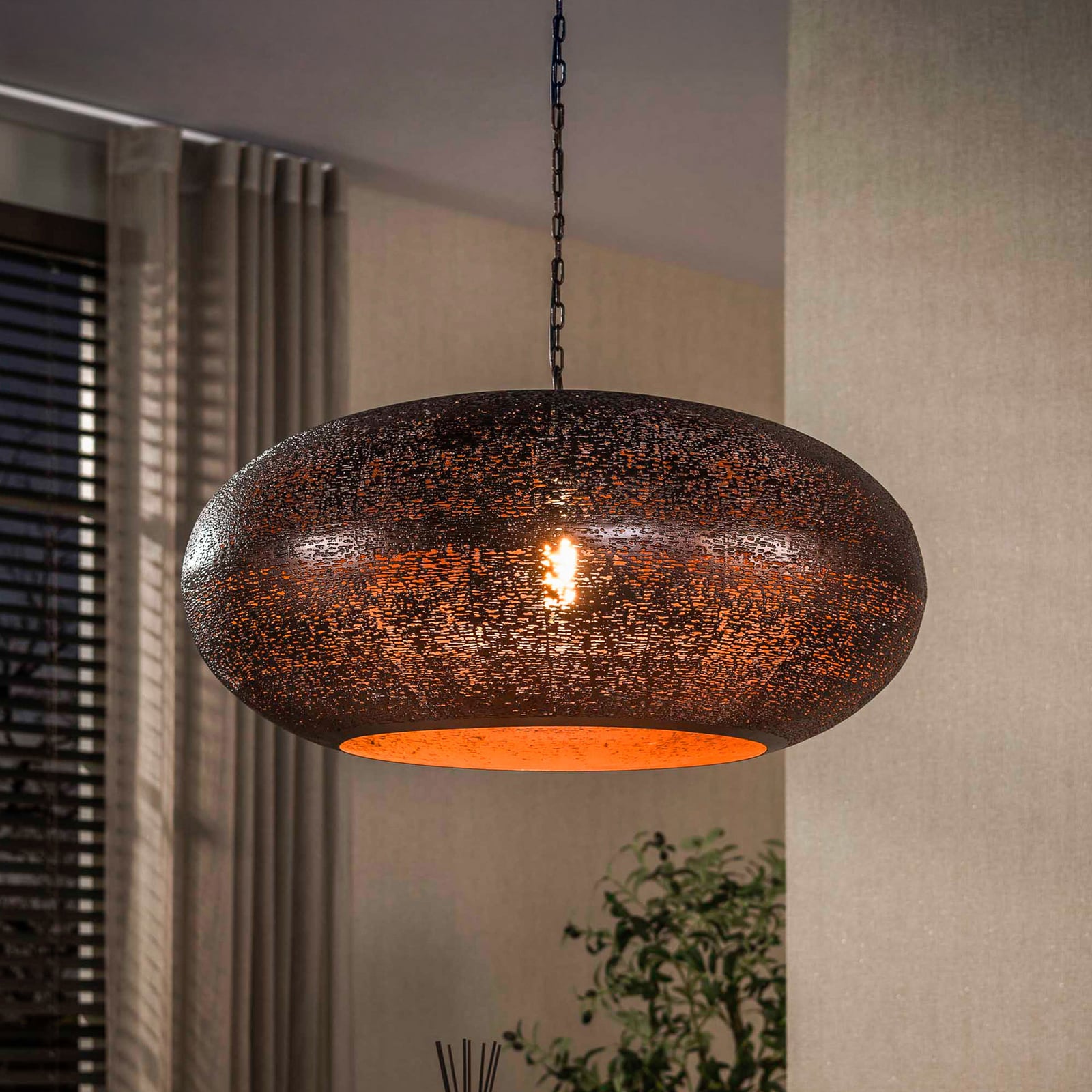 Pendelleuchte Cielo, Ø 68 cm, kupfer, Metall, E27, 1-flammig