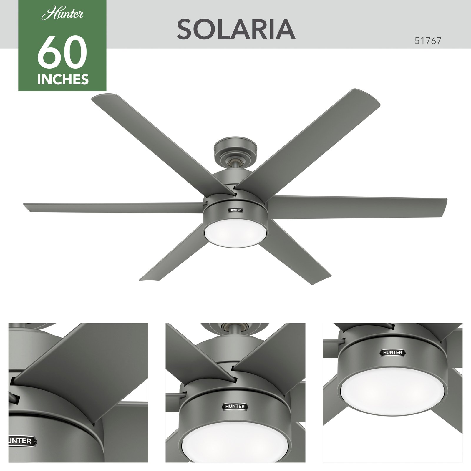 Hunter Solaria DC Ventilateur de plafond LED IP44 Ø 152