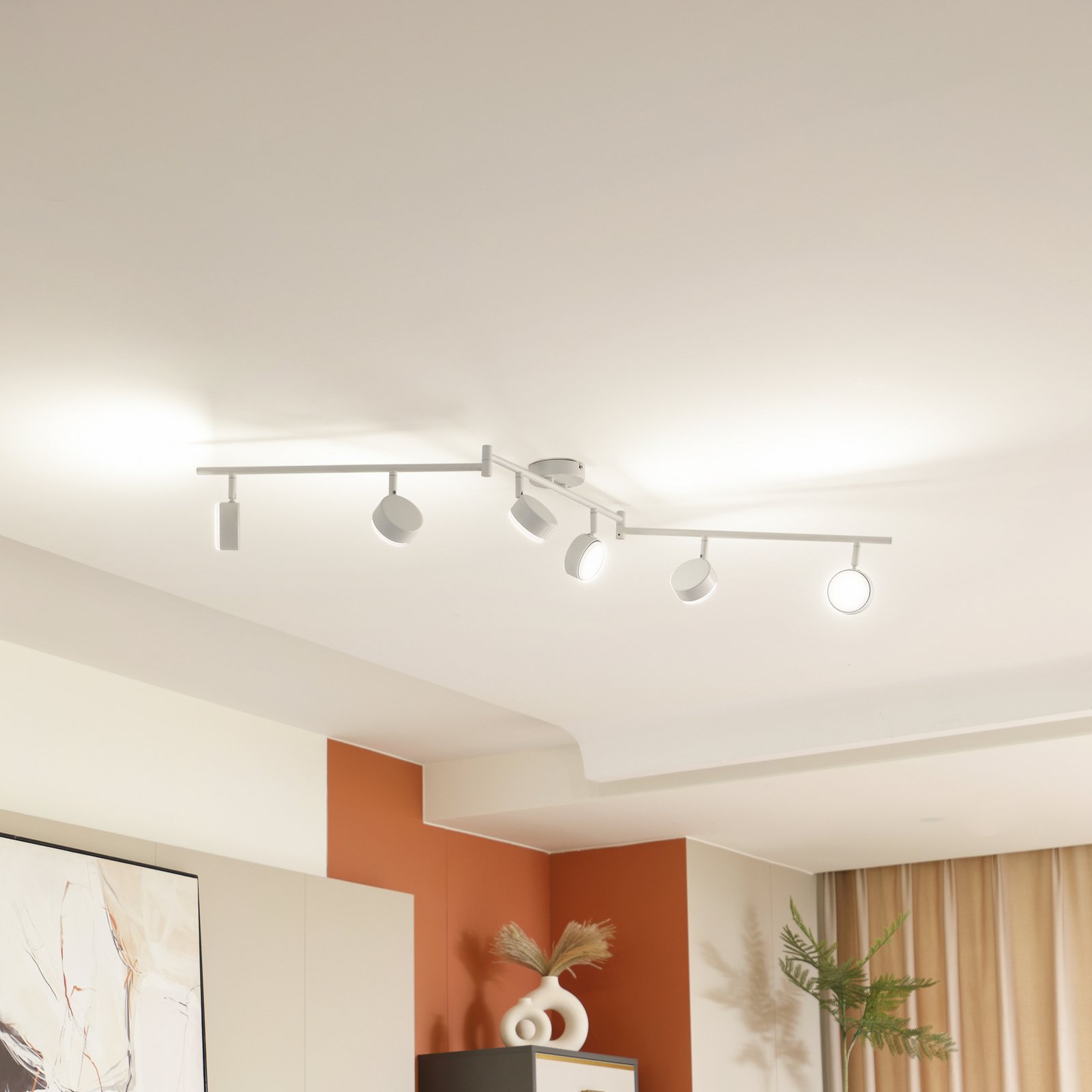 Lindby taklampe Jyla, 6 lyskilder, matt hvit