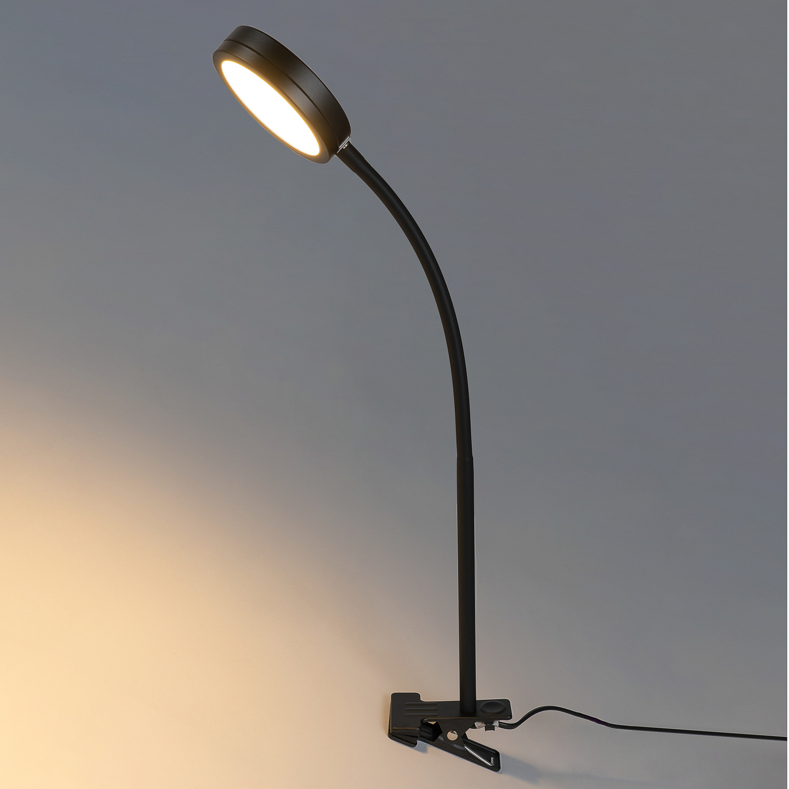 Lindby Toulin LED-klämlampa, flexarm, svart
