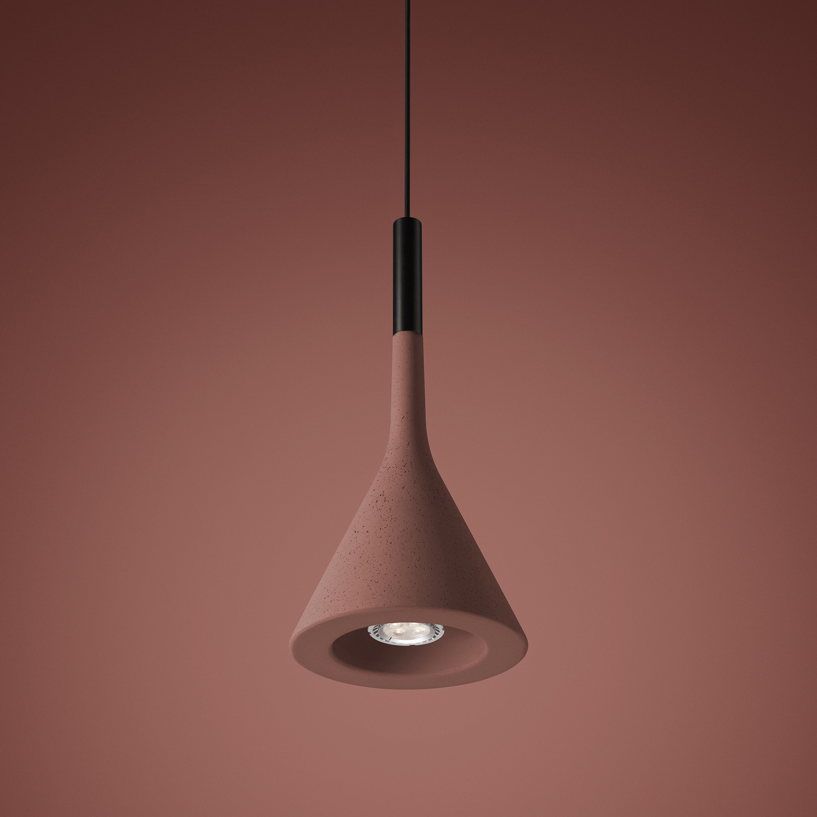 FOSCARINI Foscarini Aplomb hanging light GU10 concrete red, for Kitchen, handcast concrete, aluminium, GU10, 8 W, energy efficiency: A+, H: 36 cm