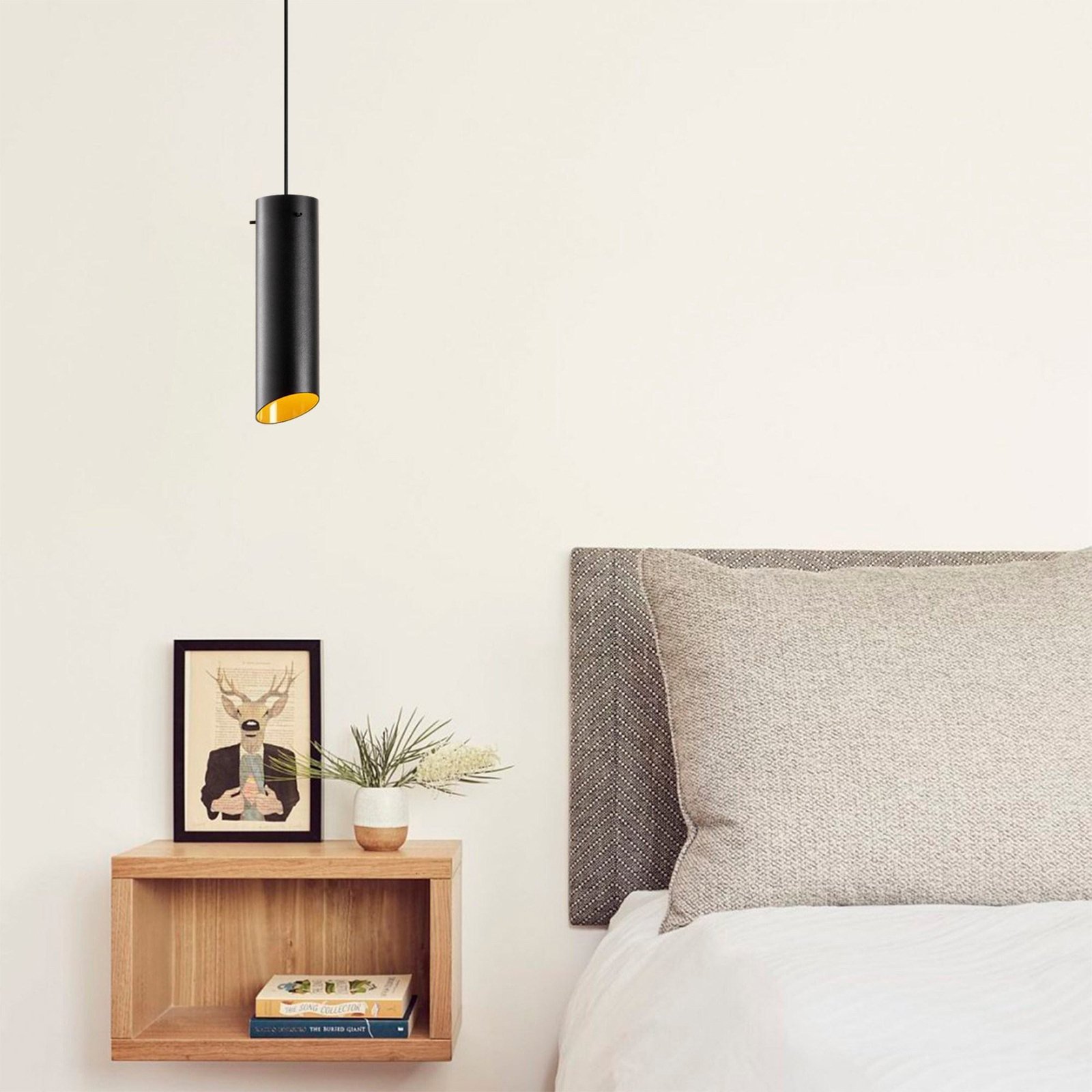 Sivani MR-976 hanglamp, zwart, metaal, Ø 8 cm