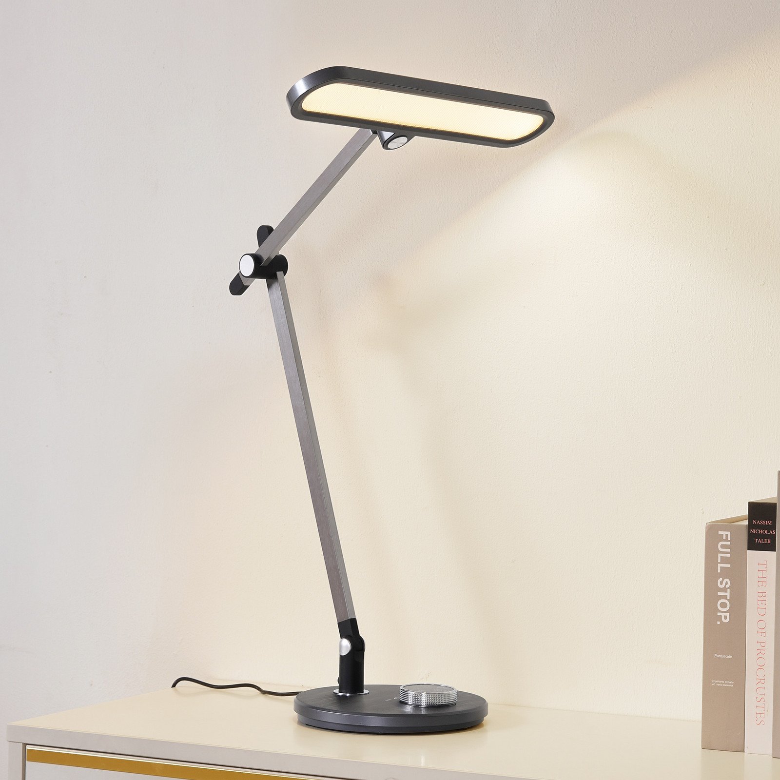 Lindby LED lampă de masă Elvir gri aluminiu înălțime 53cm CCT - Camera de zi / sufragerie - modern - gri închis