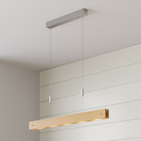 LED-pendellampe Karinja i tre med dimmer, natur