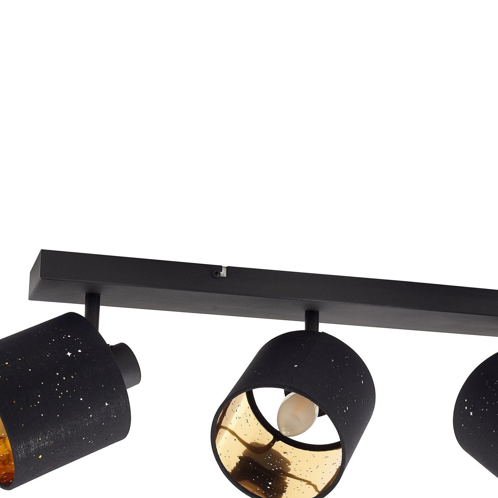 Lindby plafonnier Vasilia, 4 lampes, noir/or, tissu