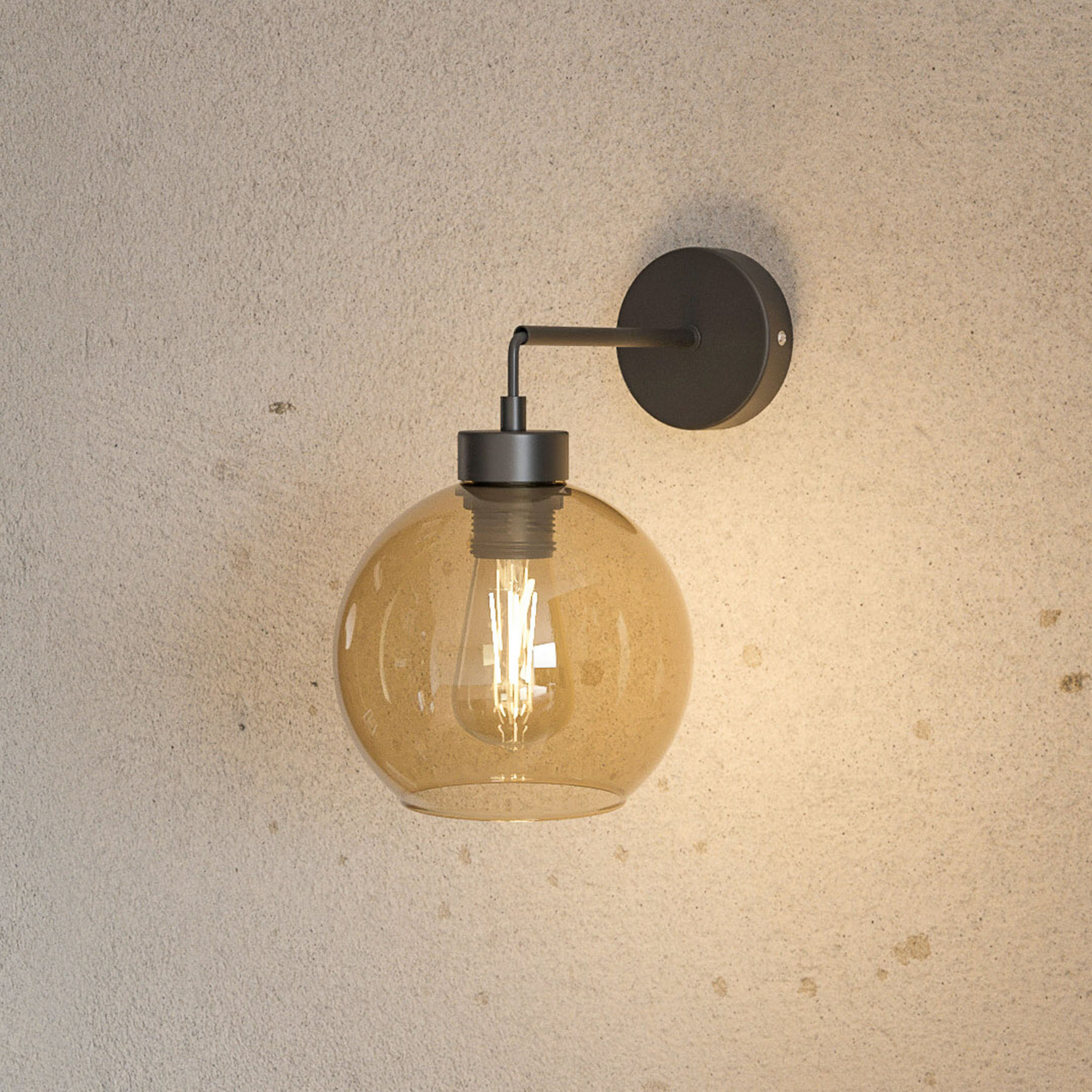 Seinavalgusti Cubus, must/merevaik, klaas, Ø 18 cm, E27