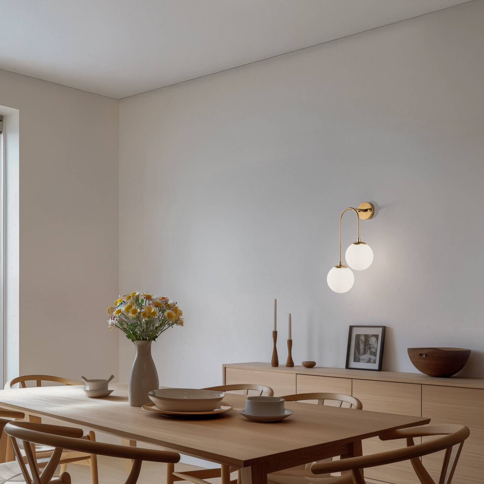 Wandlampe Jewel 10585 goldfarben, Opalglas 55 x 30 cm 2-flg. günstig online kaufen
