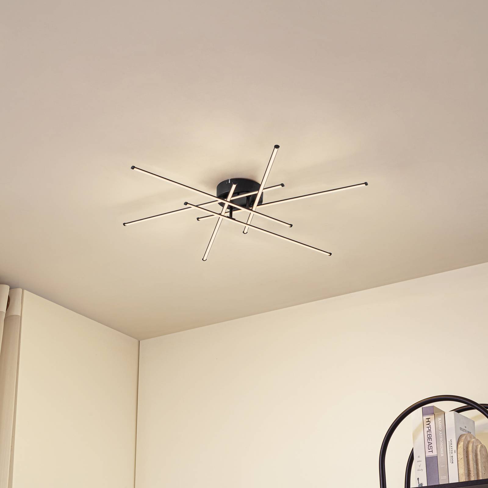 Lindby Lampa sufitowa LED Elviano, Ø 80 cm, czarna, 3000 K