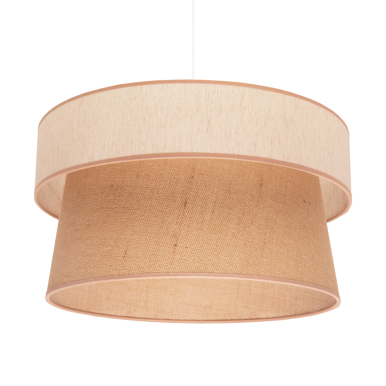 Etnic hanging light, double lampshade, beige/brown