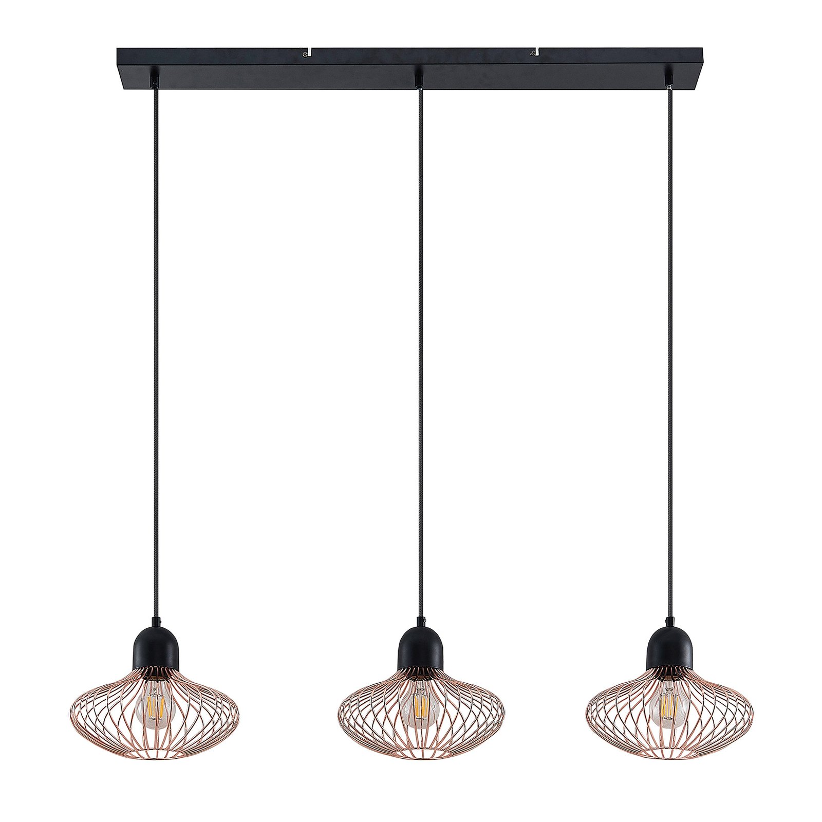 Justinos 3 Pendelleuchte Black/Copper - Lindby