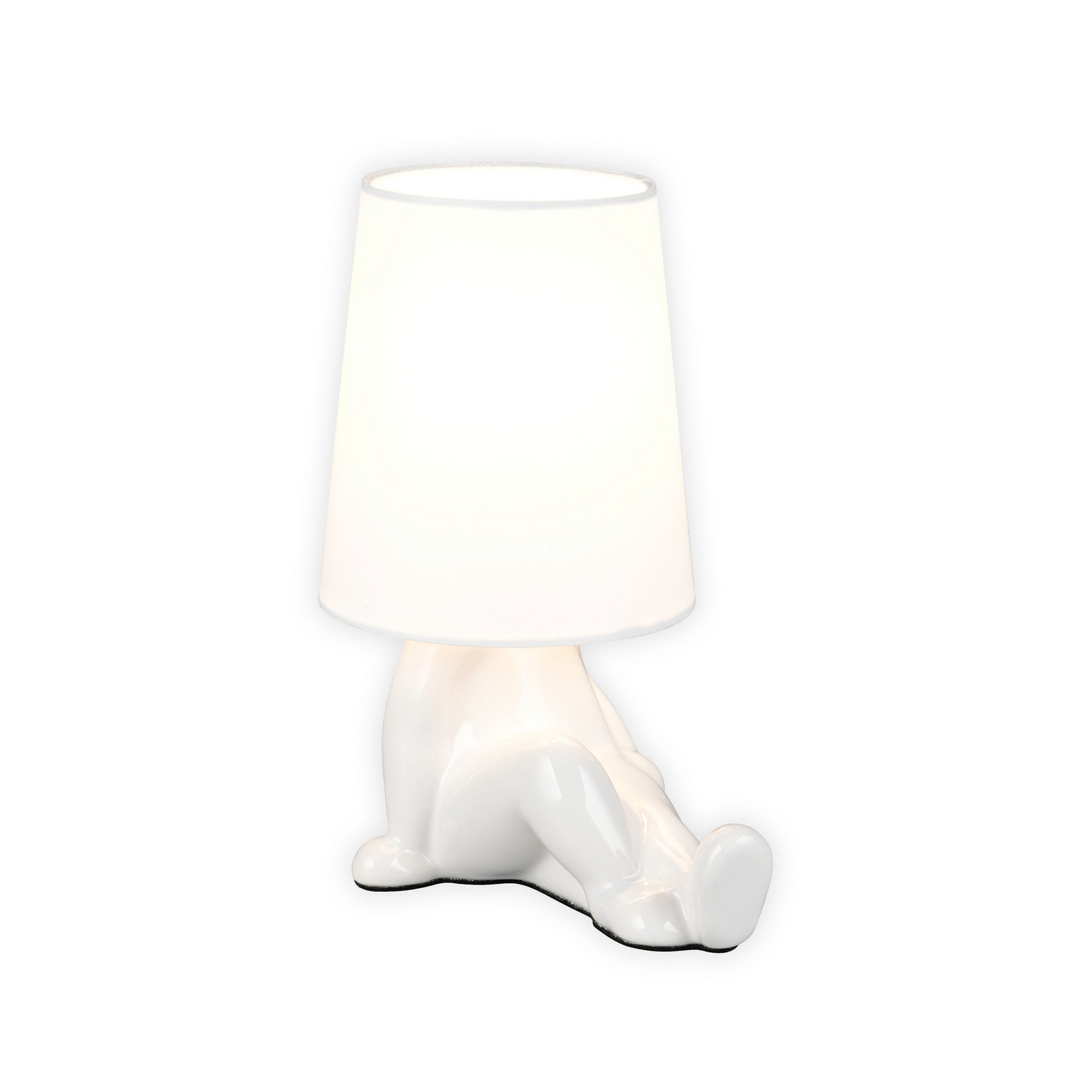 Lampa de masă Huma, albă, înălțime 25 cm, textil/ceramică, E14