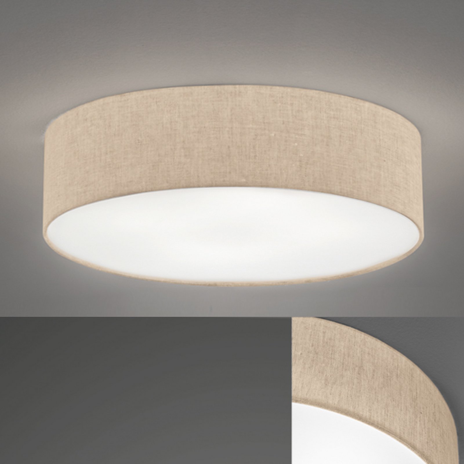 Thor textile ceiling light, sand, Ø 60cm