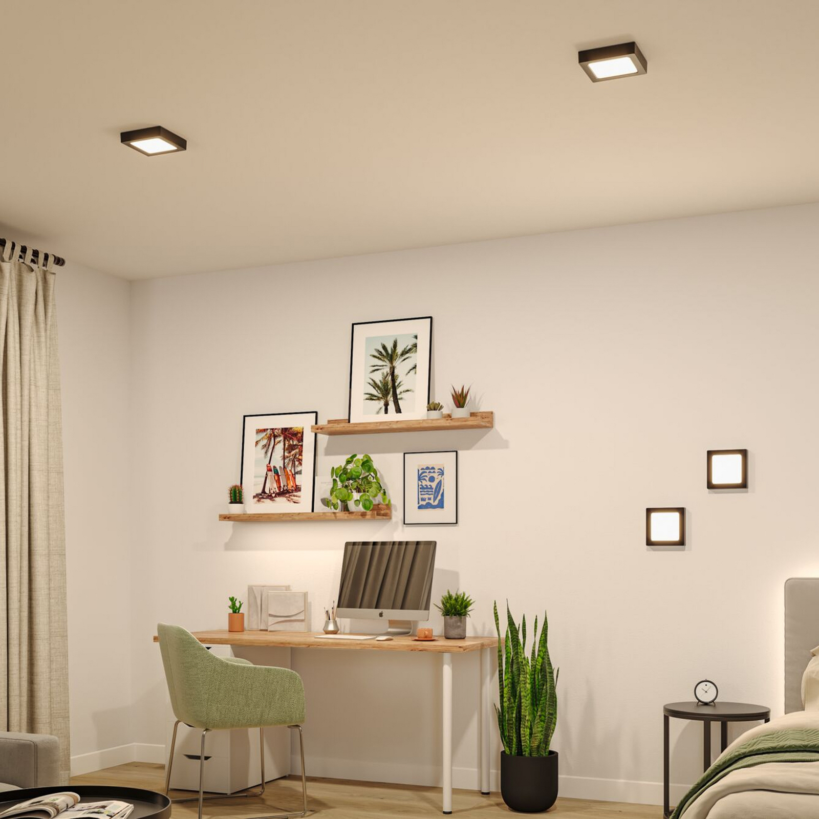 Paulmann LED-panel Abia 2, dolžina 17 cm, črn, CCT, plastika