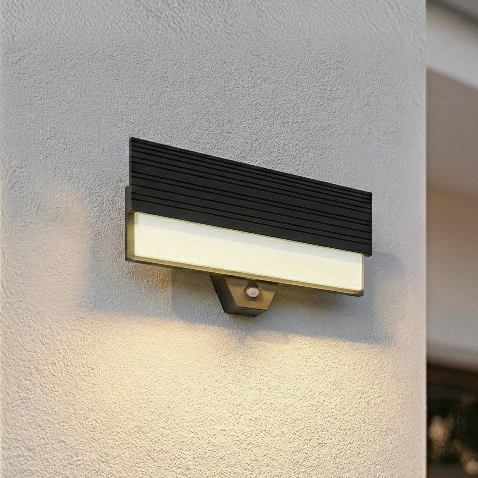 Melira LED venkovní nástěnné svítidlo, antracit, senzor, IP65 - Lucande