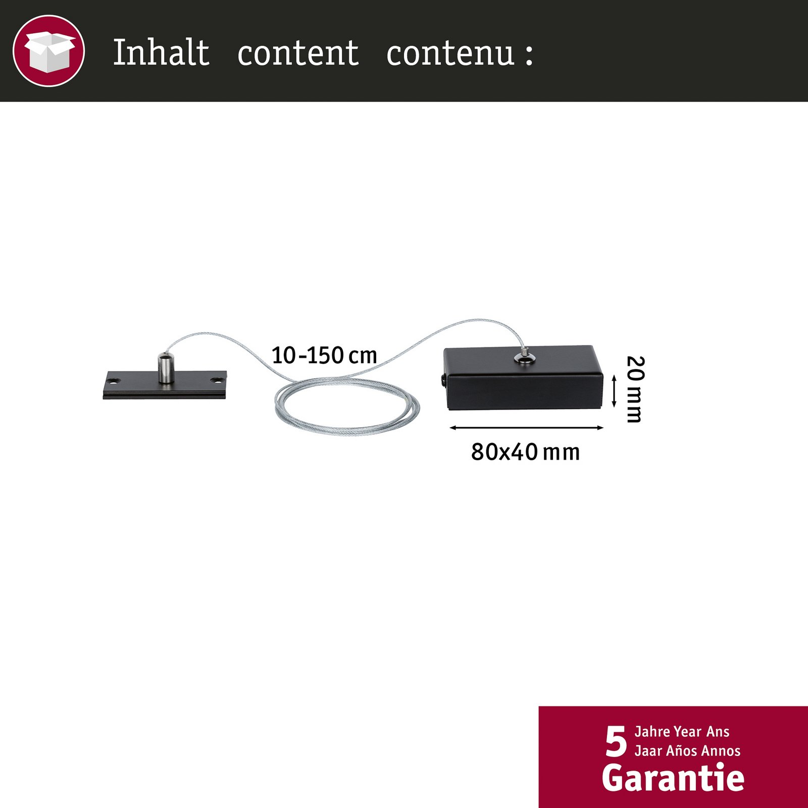 Paulmann Linion rebophæng, sort, 150 cm, metal Paulmann Linion rebophæng, sort, 150 cm, metal