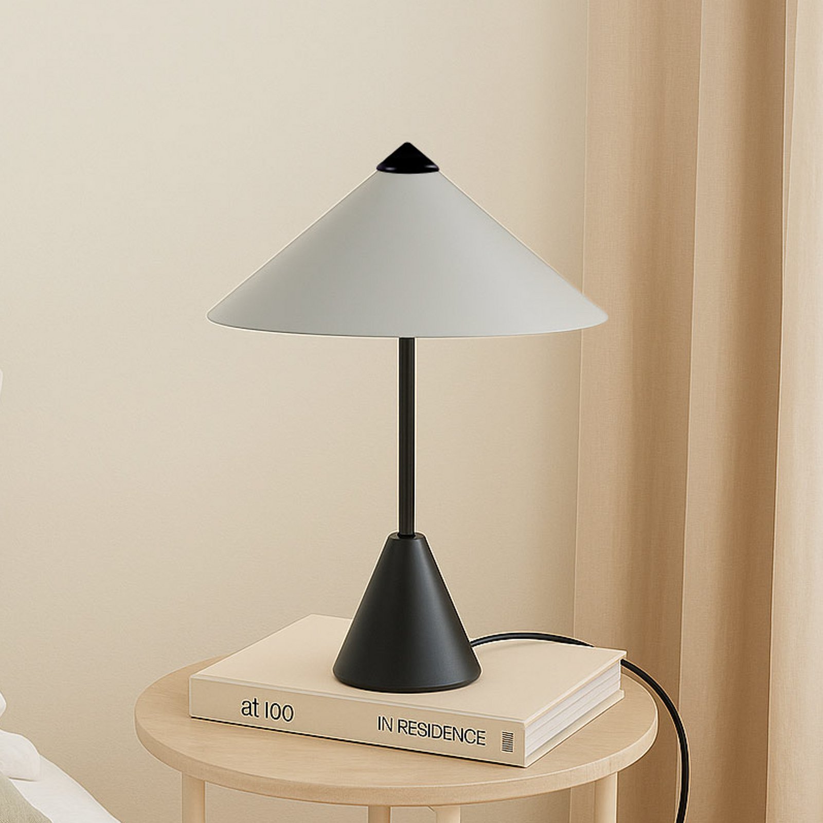 Lindby galda lampa Norvik, augstums 35 cm, melna/pelēka, metāls