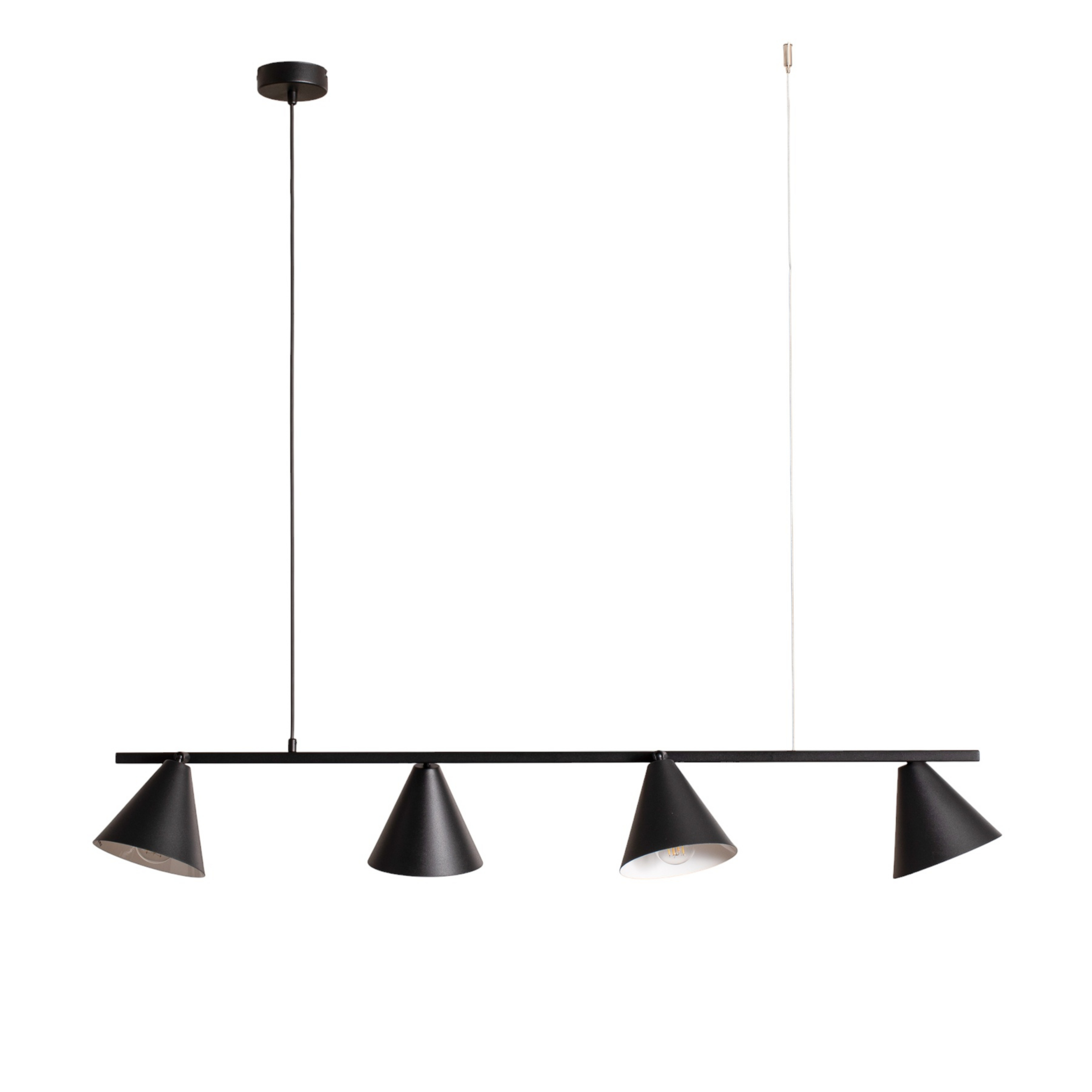 Form 4 hanglamp, zwart metaal, 4-lamps kegel - ALDEX