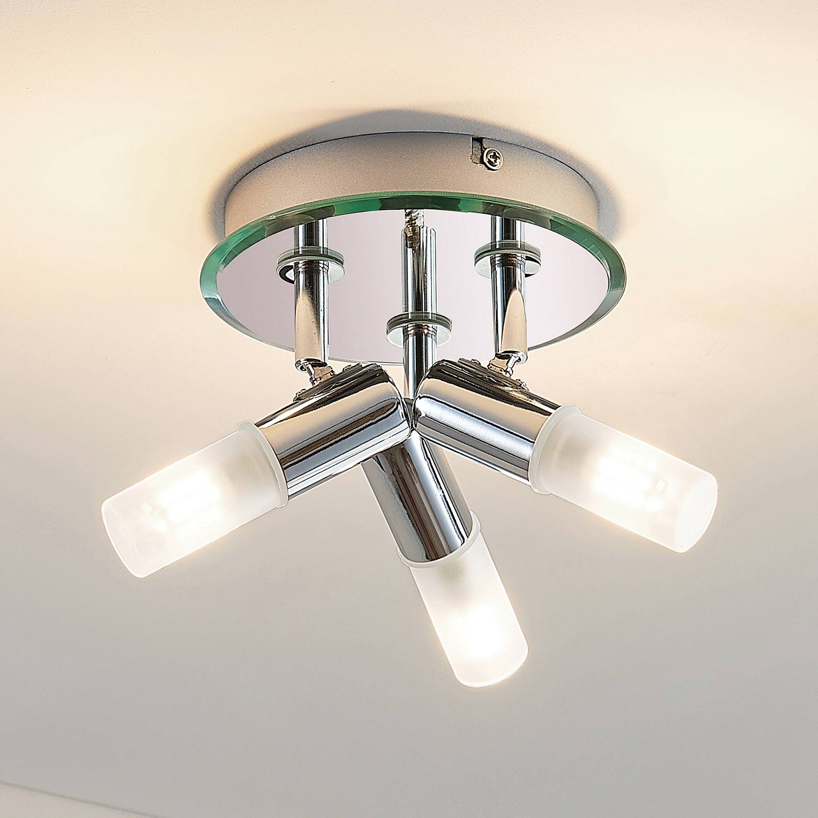 Łazienkowa lampa sufitowa Zela, 3-pkt., chrom