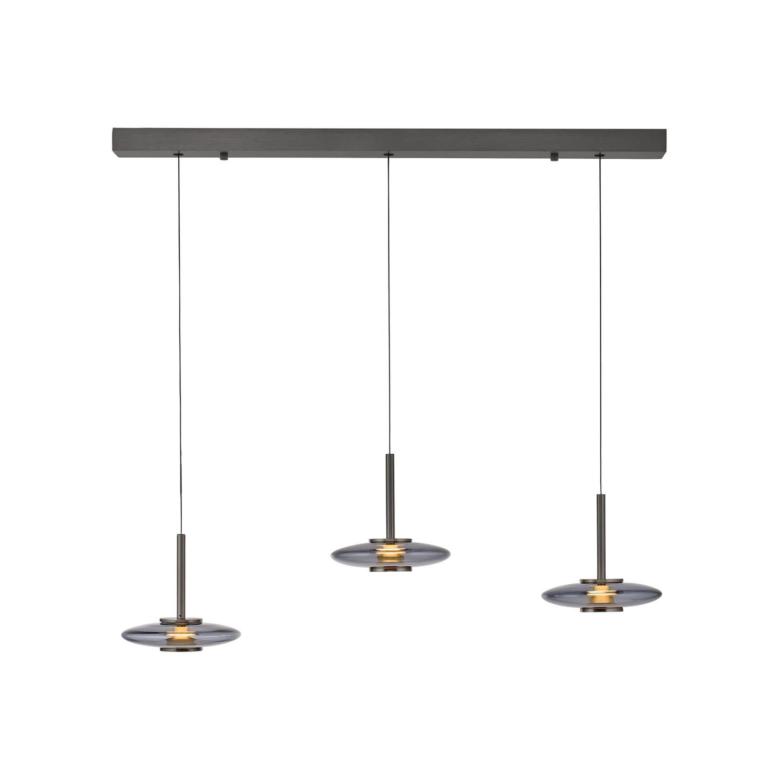 Suspension LED Vitrum, grise, verre/aluminium, à 3 lampes - PURE Suspension LED Vitrum, grise, verre/aluminium, à 3 lampes - PURE