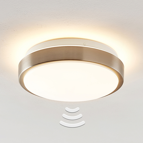 Lindby Camille LED-sensor-taklampe Ø26cm nikkel