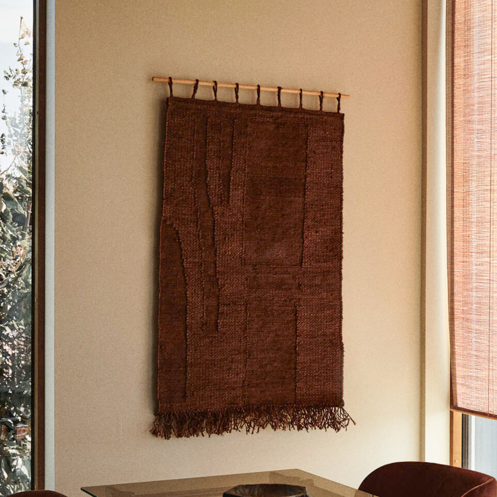 HARVEST Wandteppich dunkelbraun 165x100 Jute  - ferm LIVING