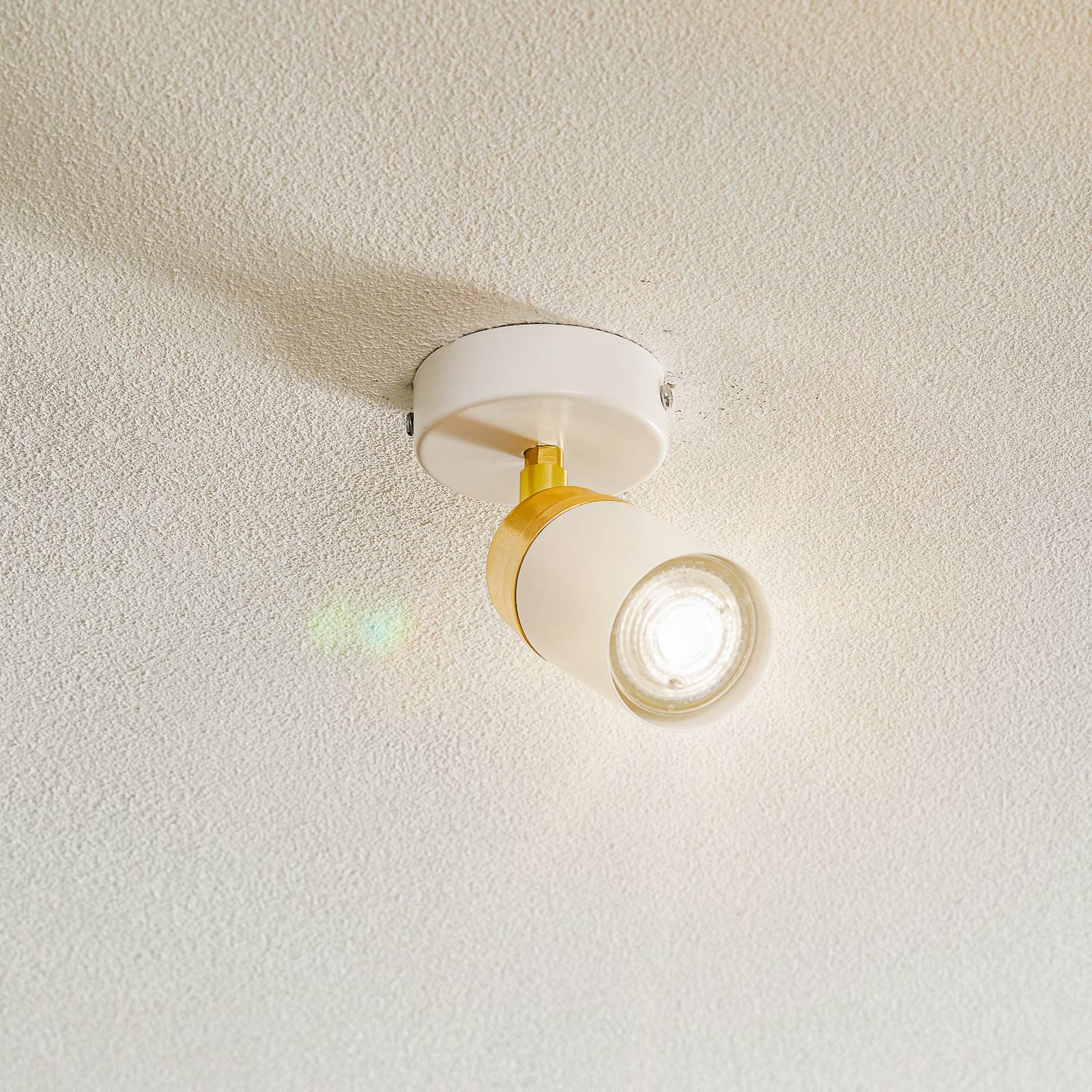 luminex plafonnier à spot rondo blanc/doré, à une lampe