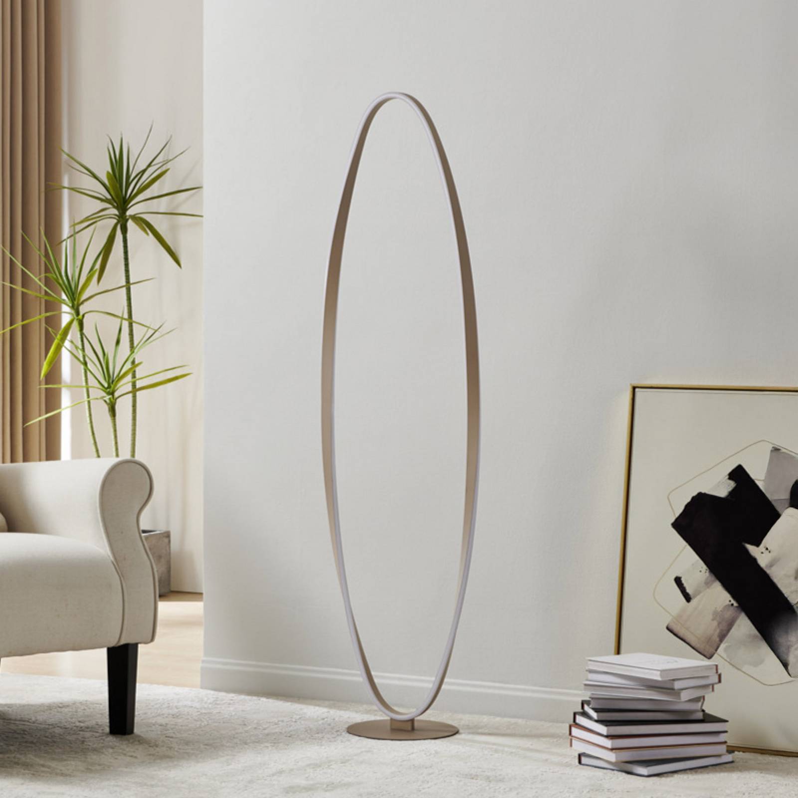 EGLO LED vloerlamp CAMEROTA, beige, hoogte 143 cm, CCT, dimbaar