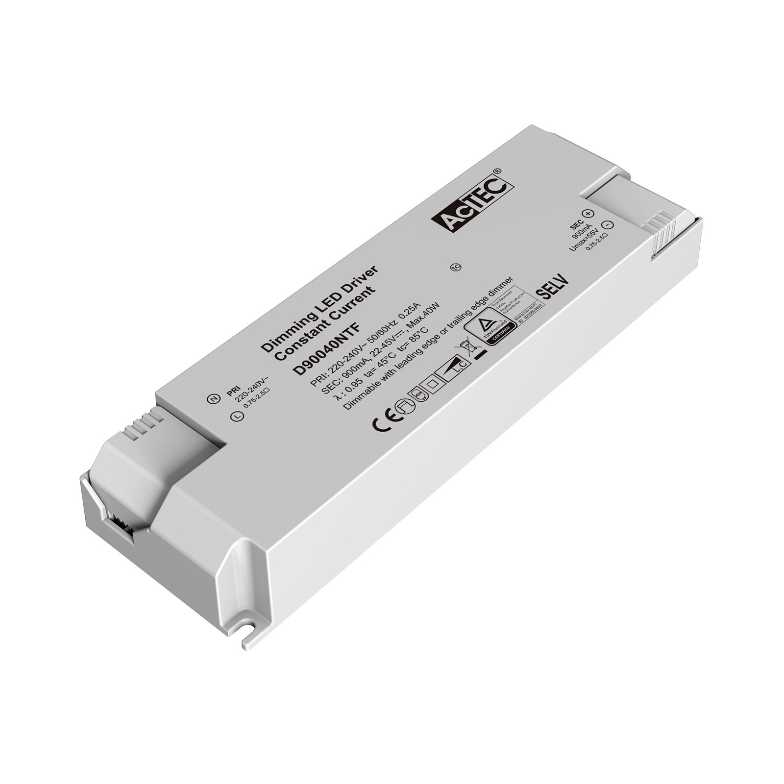 AcTEC Triac -LED-muuntaja CC maks. 40 W, 900 mA